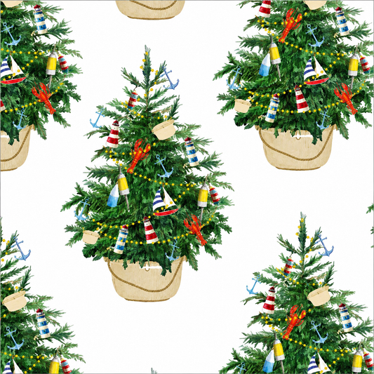 Coastal Christmas Tree Wrapping Paper