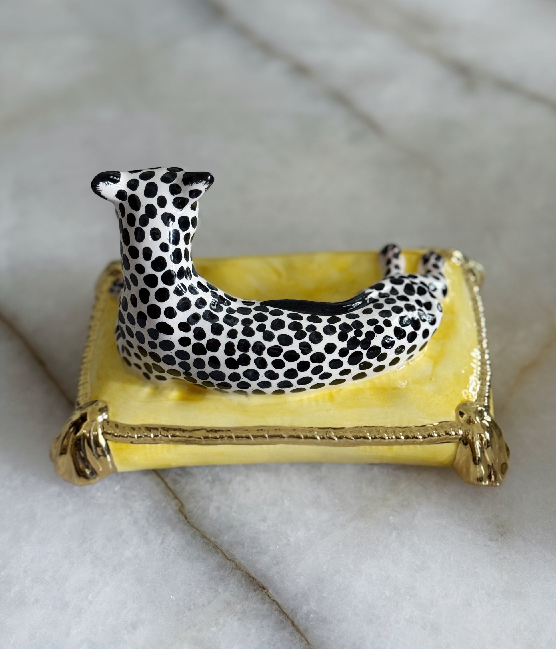 Pair of Porcelain Leopard Figurines