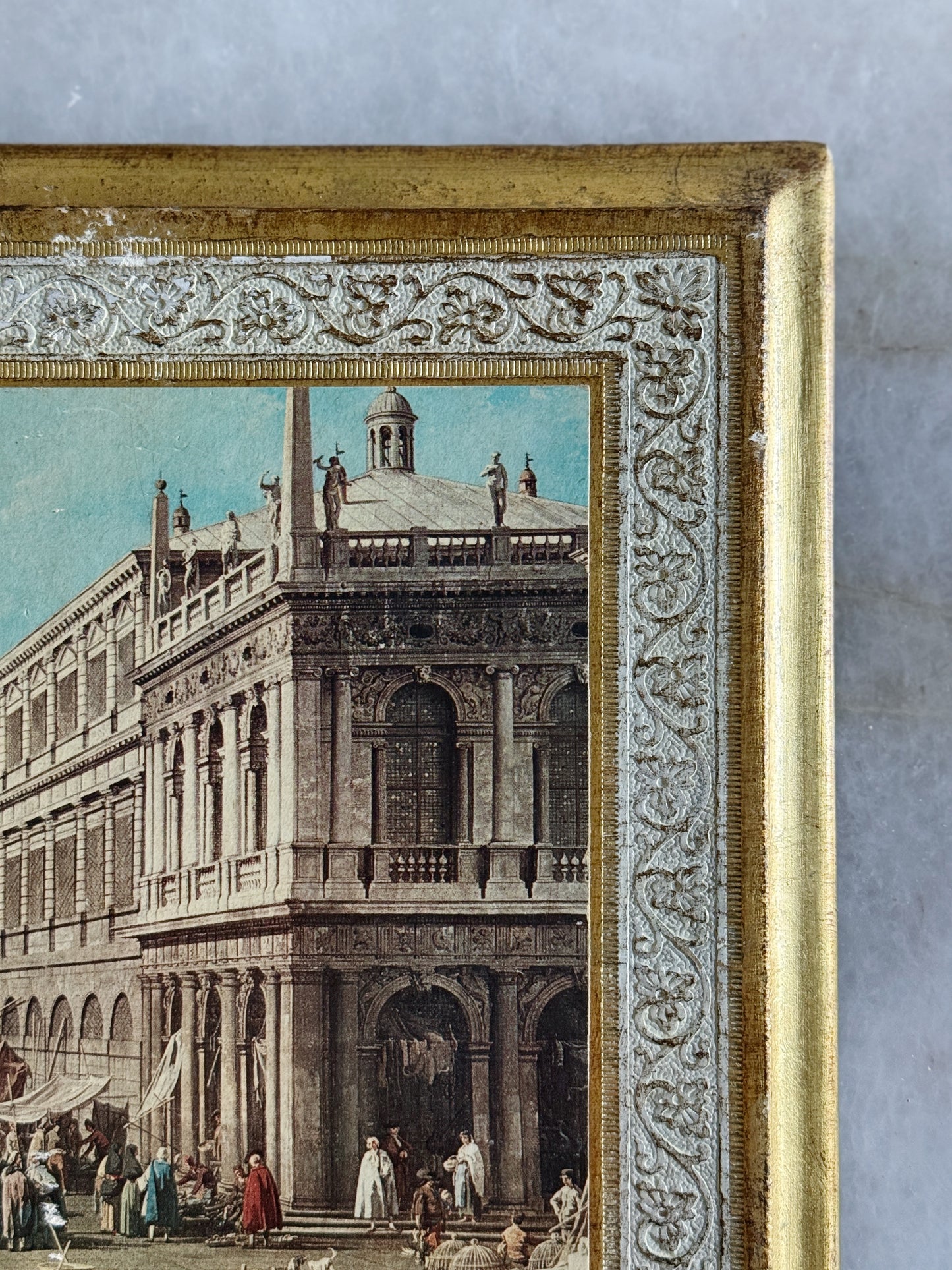 Vintage Italian Florentine Venice Scene Wall Plaque