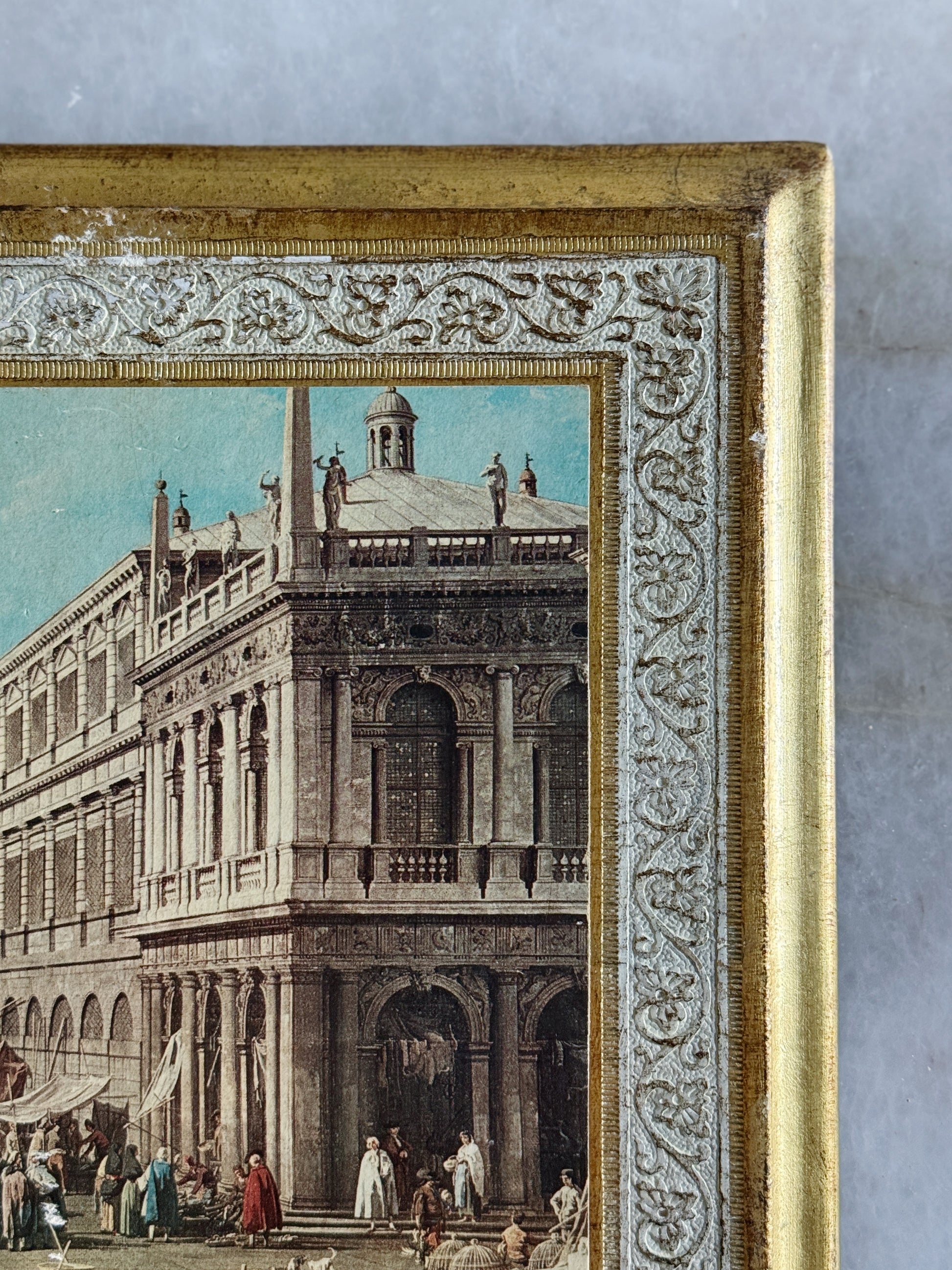 Vintage Italian Florentine Venice Scene Wall Plaque
