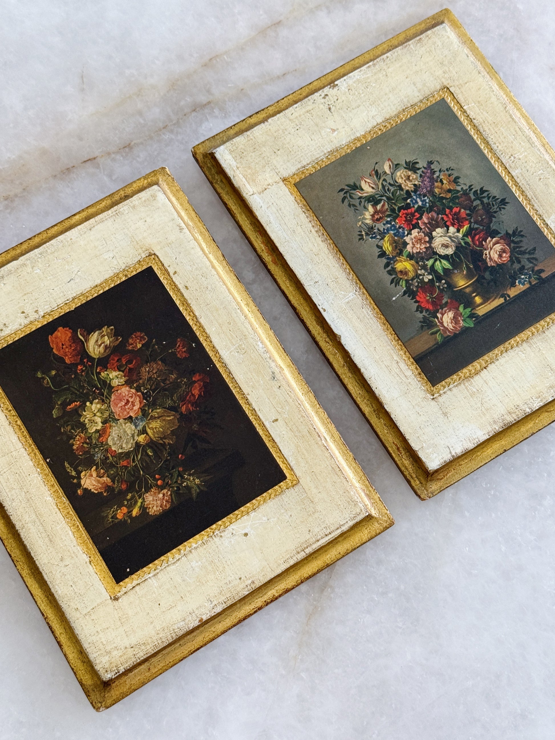 Vintage Italian Florentine Floral Wall Art Prints – Set of 2