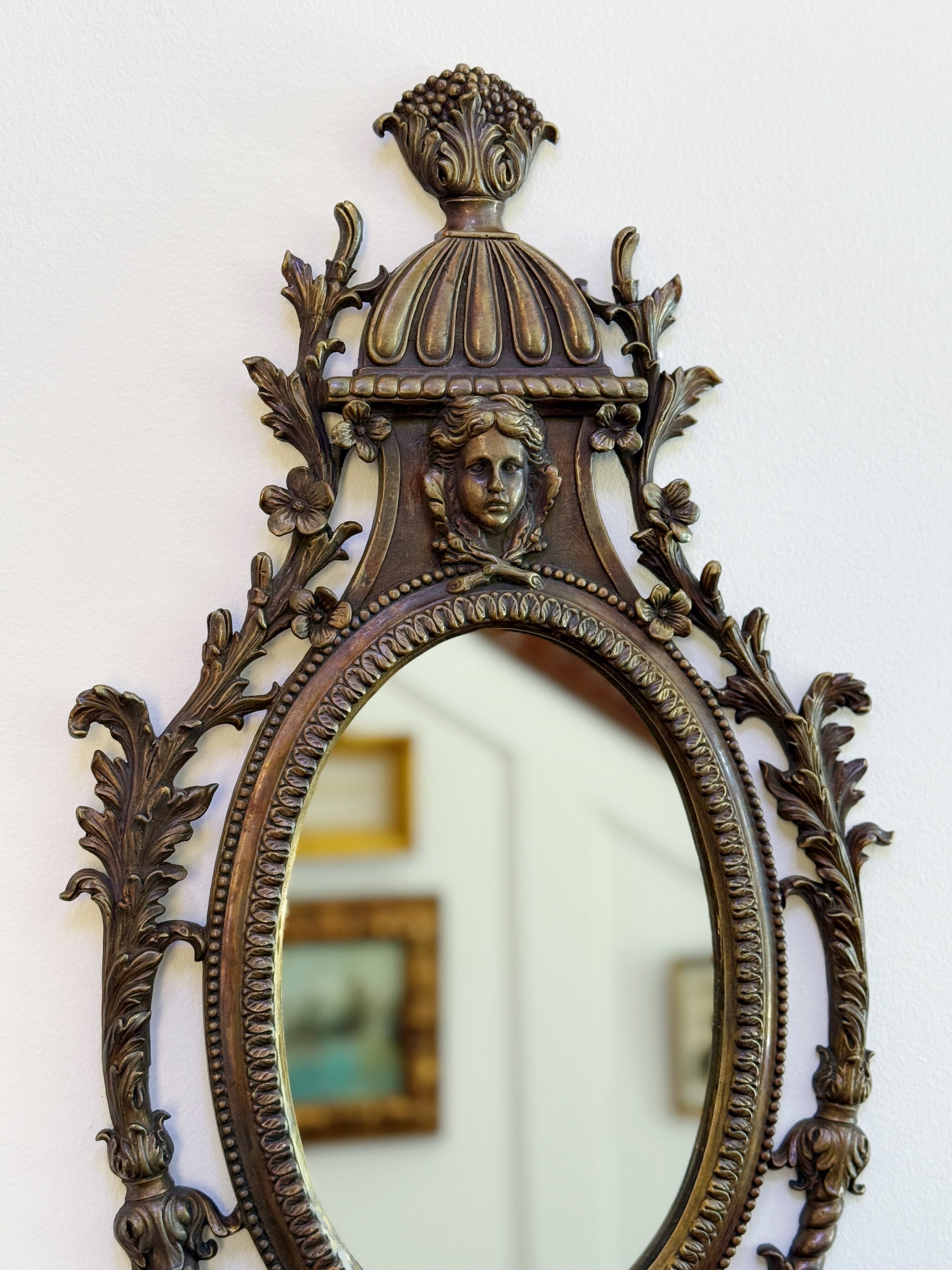 French-Style Gilt Wall Mirror with Candle Sconces | Ornate Decorative Mirror