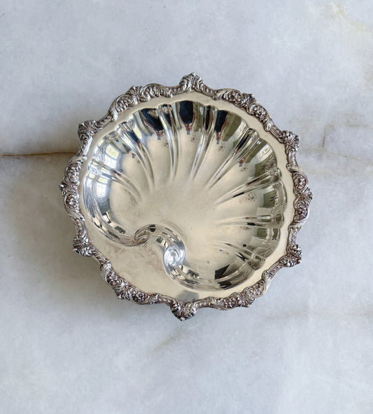 Vintage silver footed shell tray