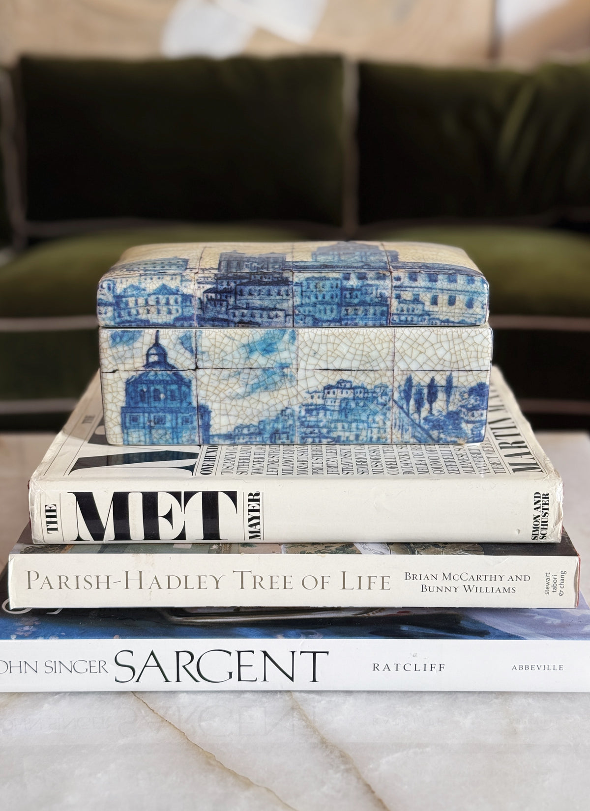 Blue & White Architectural Ceramic Box