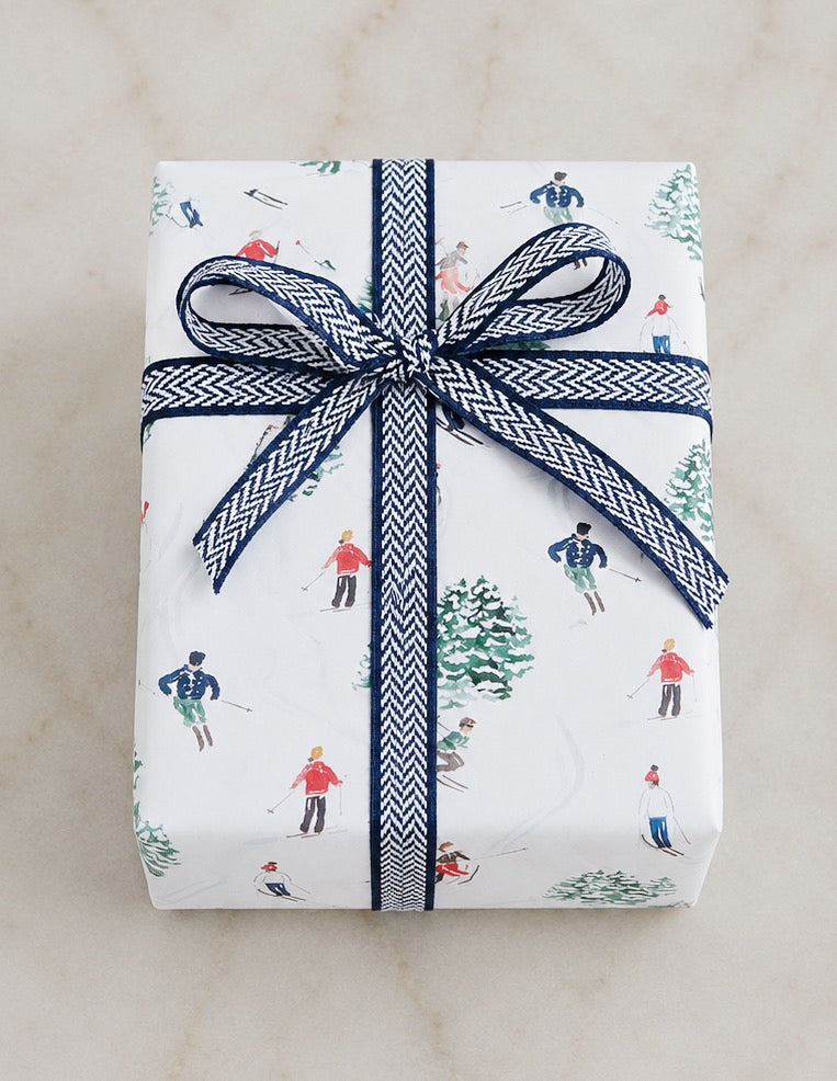 Vintage-Inspired Skier Wrapping Paper