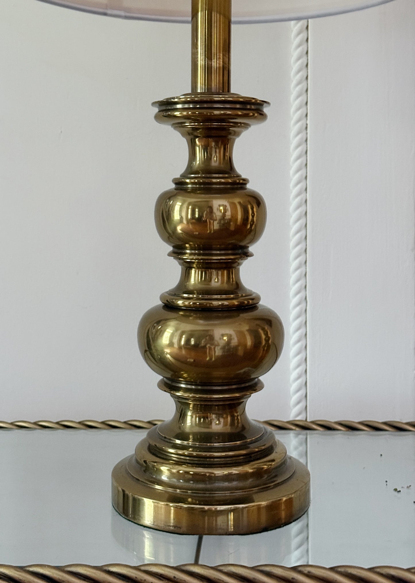 Vintage Stiffel Brass Table Lamps with Ivory Shades