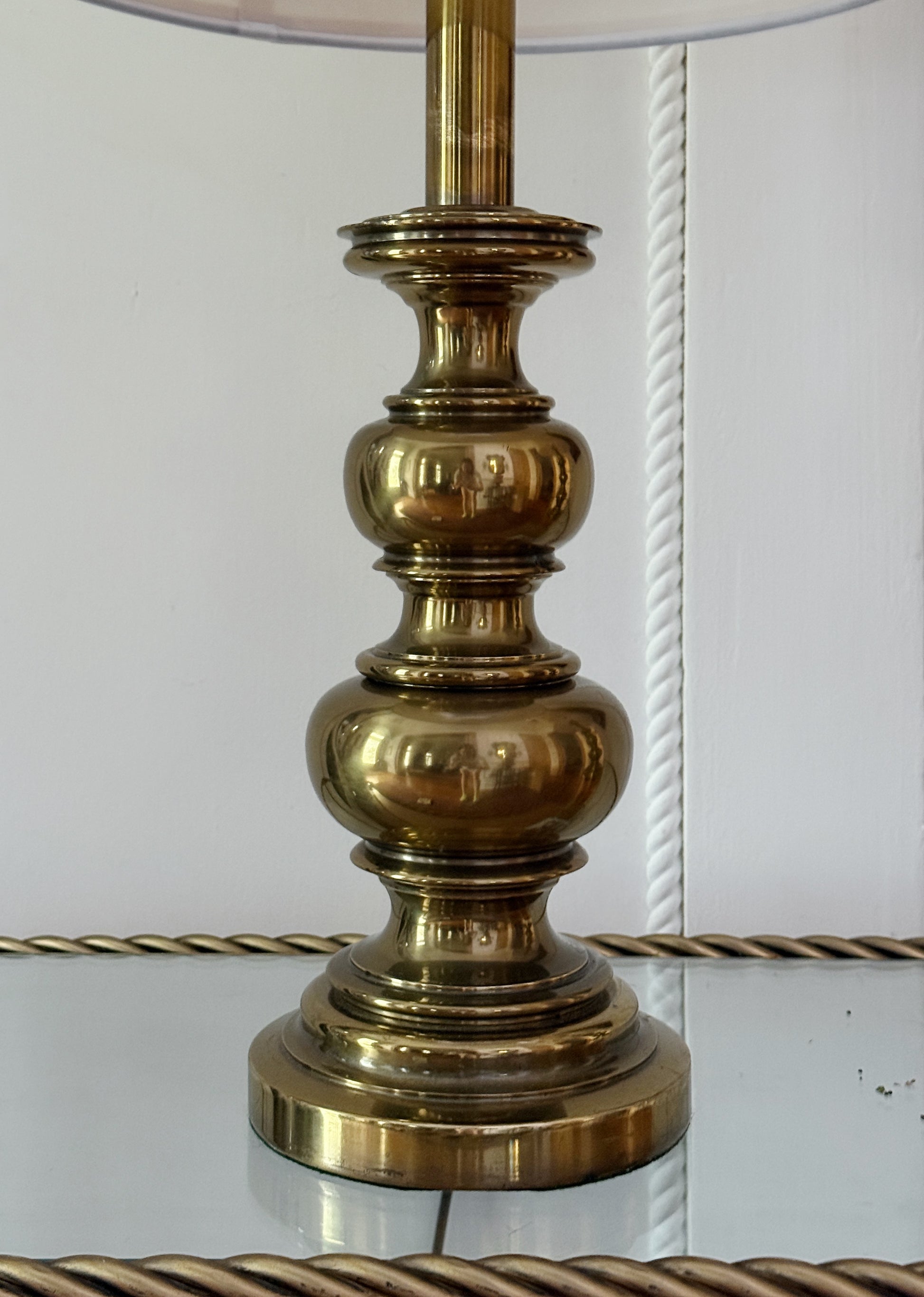 Vintage Stiffel Brass Table Lamps with Ivory Shades