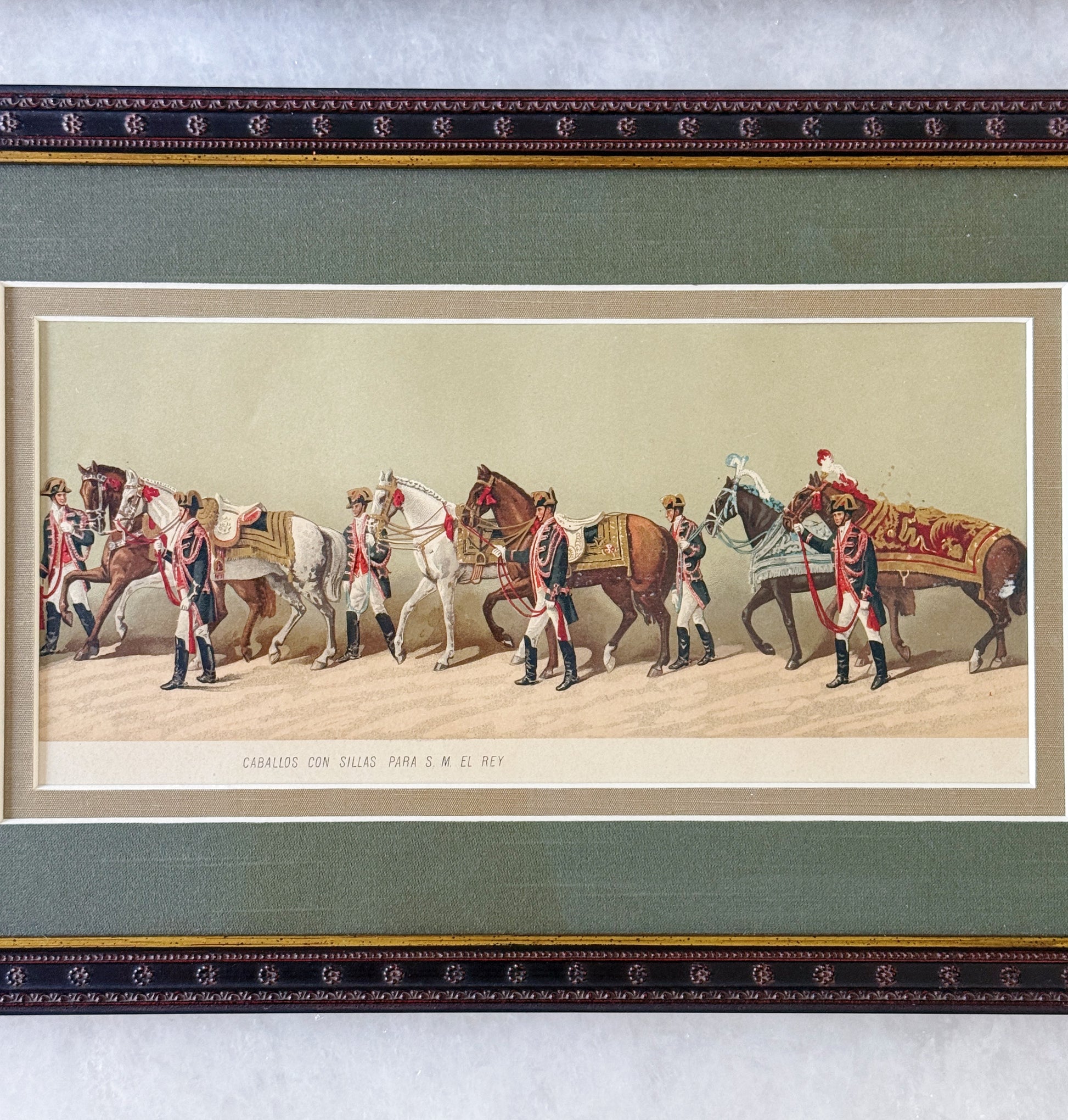 Vintage Framed Spanish Equestrian Prints, Set of 2