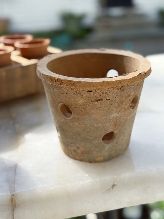 Rustic Terracotta Bulb Pot & Saucer - Antique Red