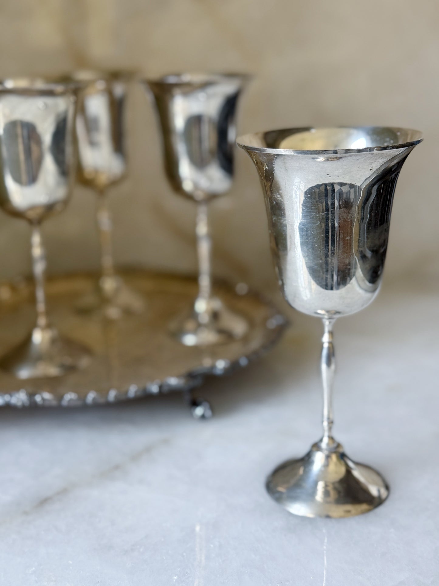 Set of Vintage Silver Goblets
