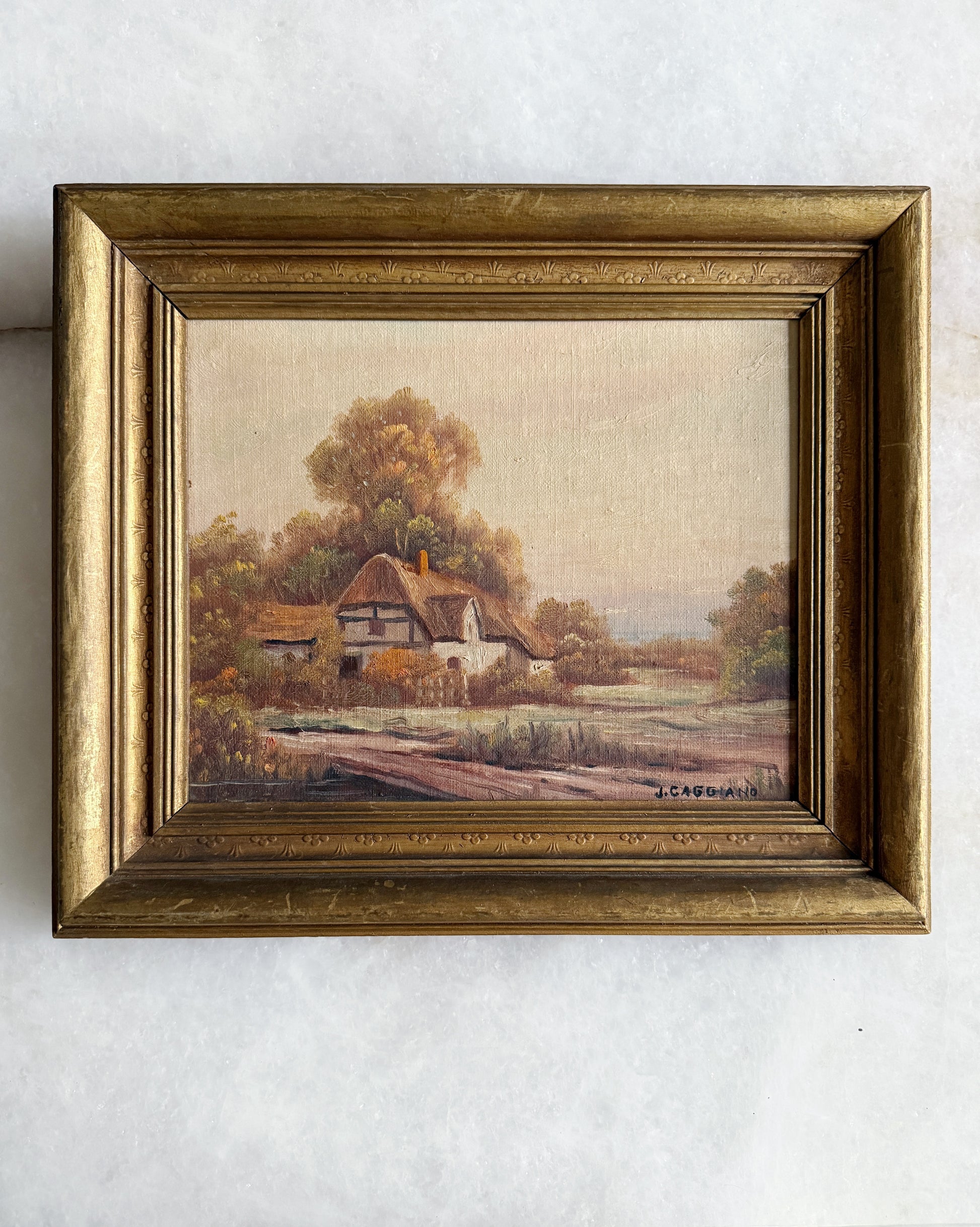 Vintage Framed Oil Painting, Country House - Joseph Caggiano