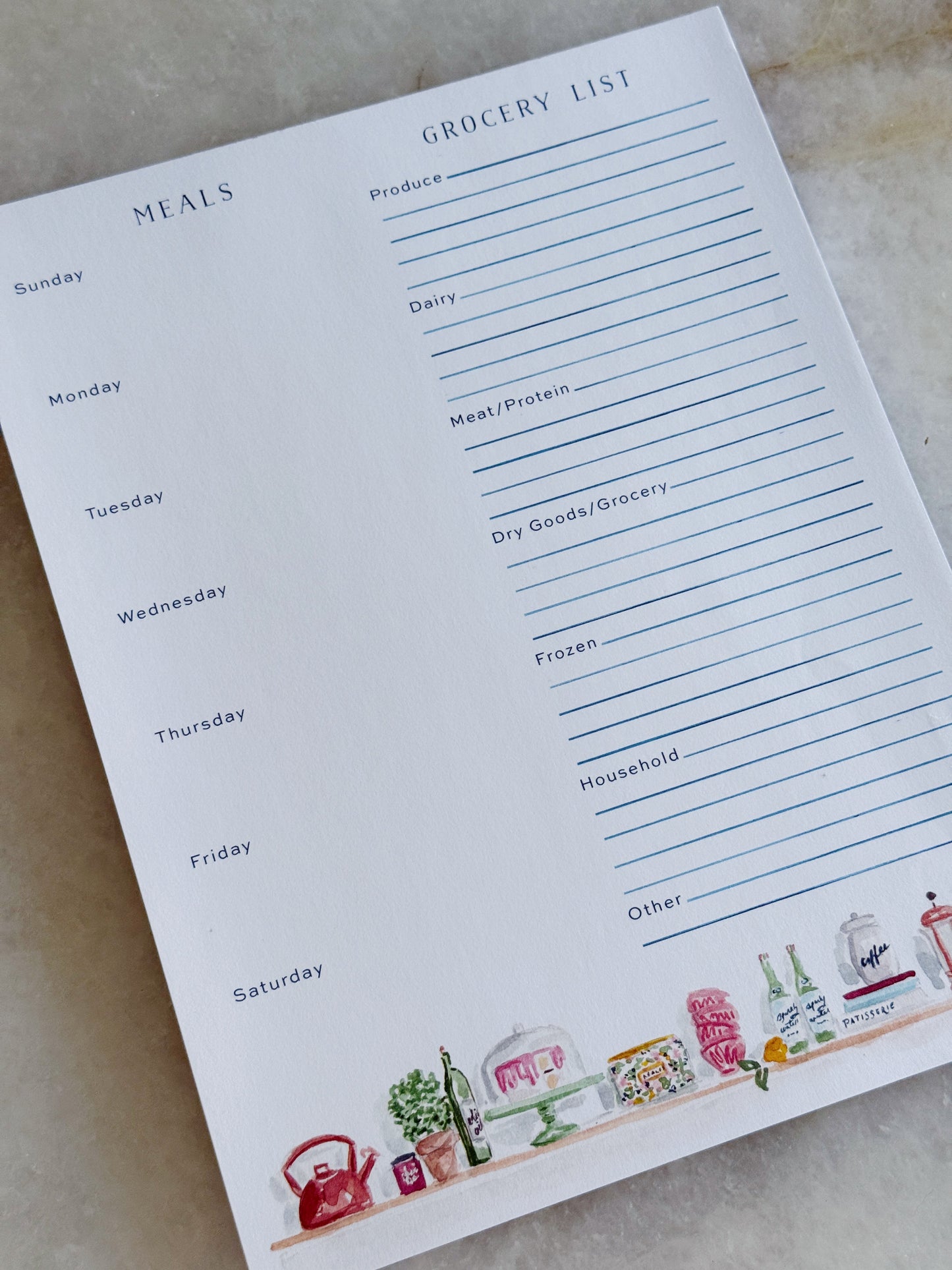 Weekly Meal Planner & Grocery List Notepad