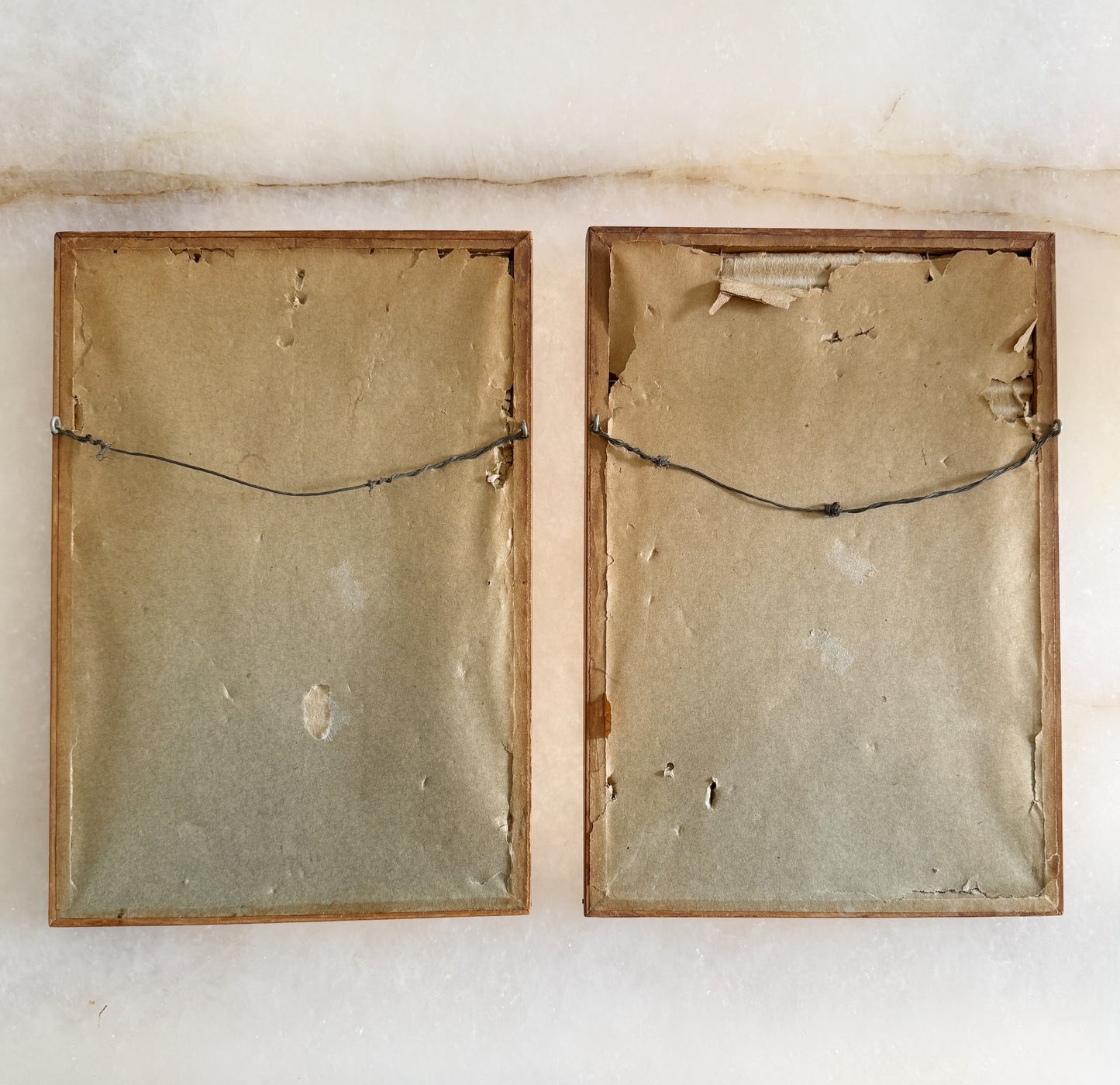 Pair of Vintage Paris Architectural Etchings in Wood Frames
