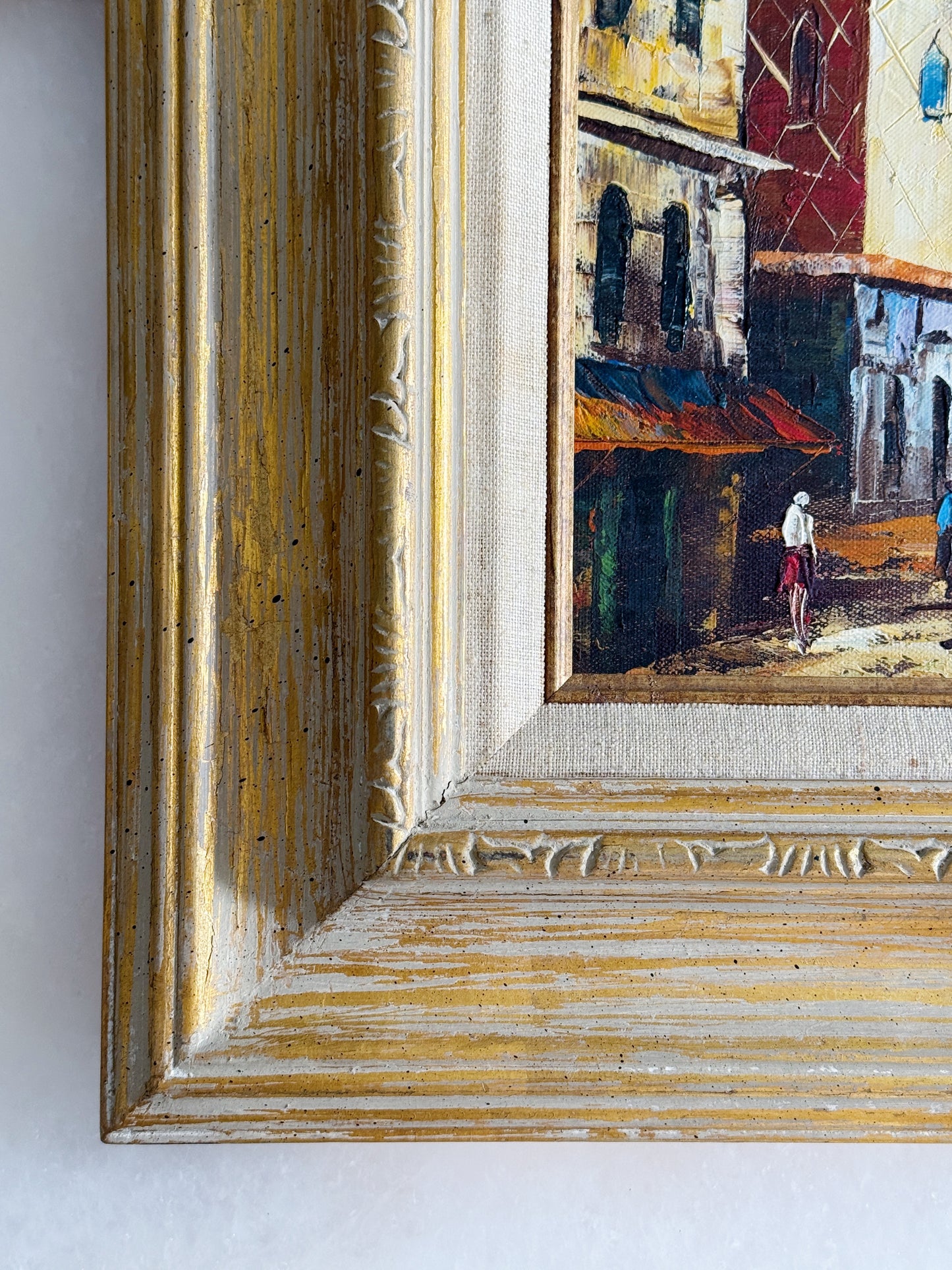 Original Framed Oil Painting– Sunlit Mexican Street Scene