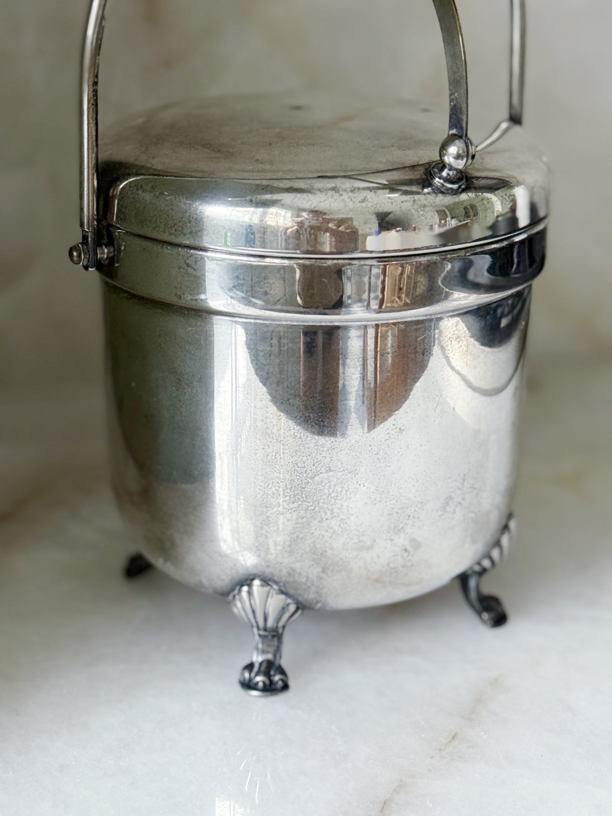Vintage Silver Ice Bucket with Handle