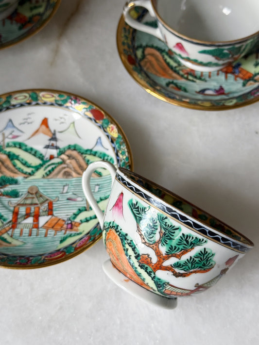 Vintage Eggshell Porcelain Teacups & Saucers