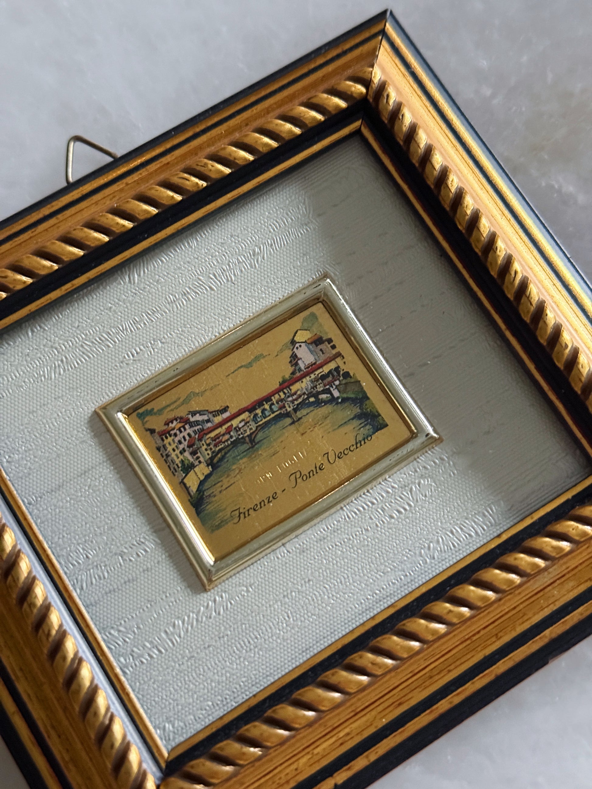 Vintage Italian Gold Leaf Miniature Framed Prints – Set of 2