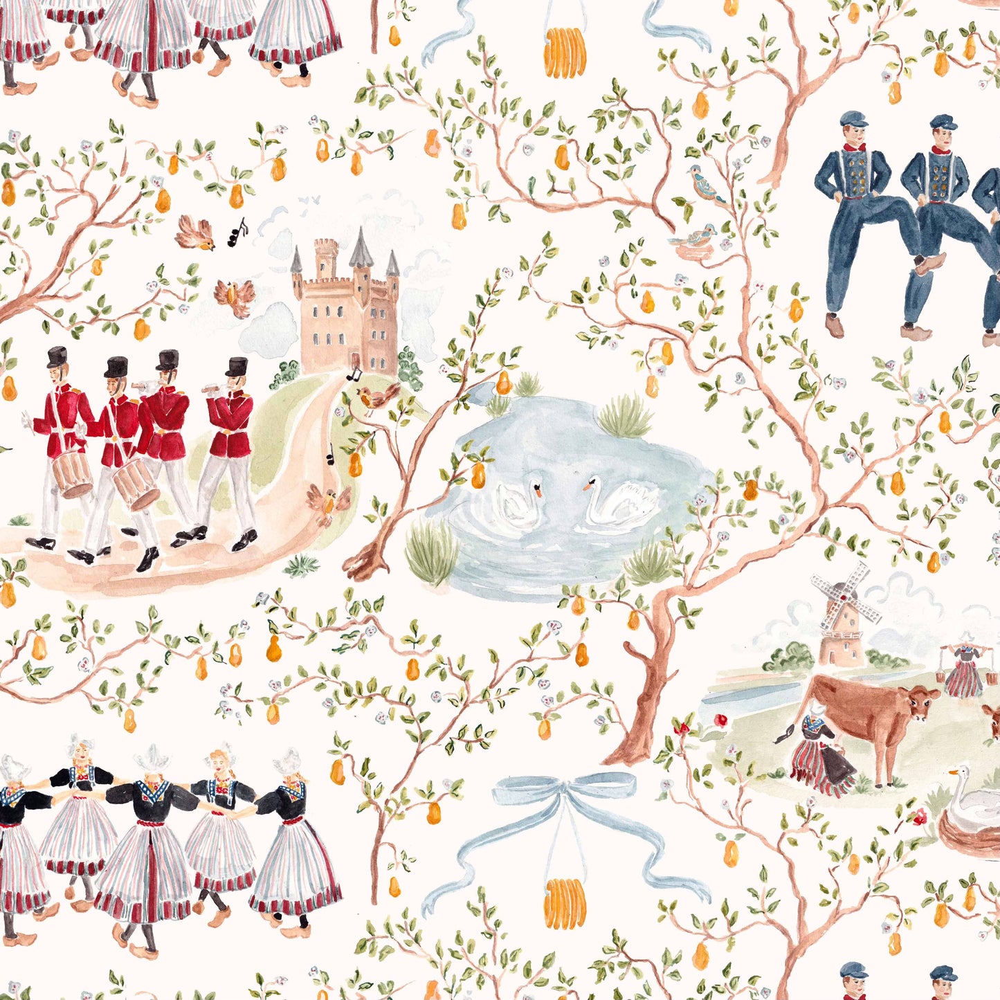 Twelve Days of Christmas Toile Wrapping Paper