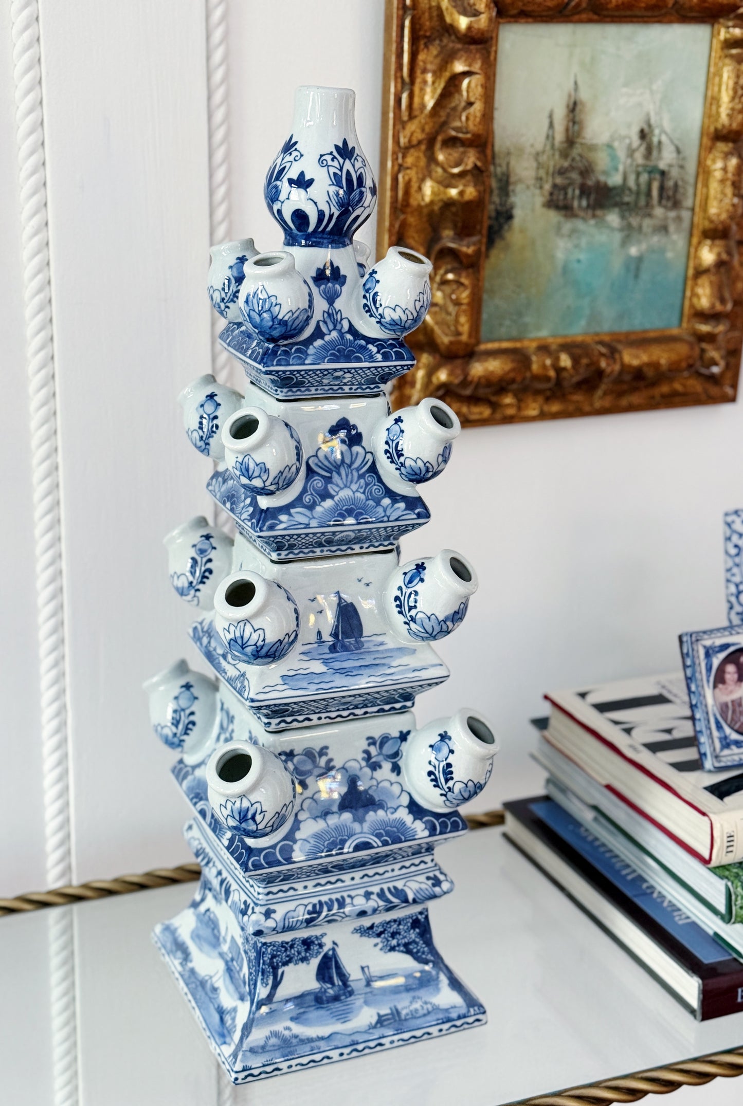 Blue and White Porcelain Tulipiere Vase