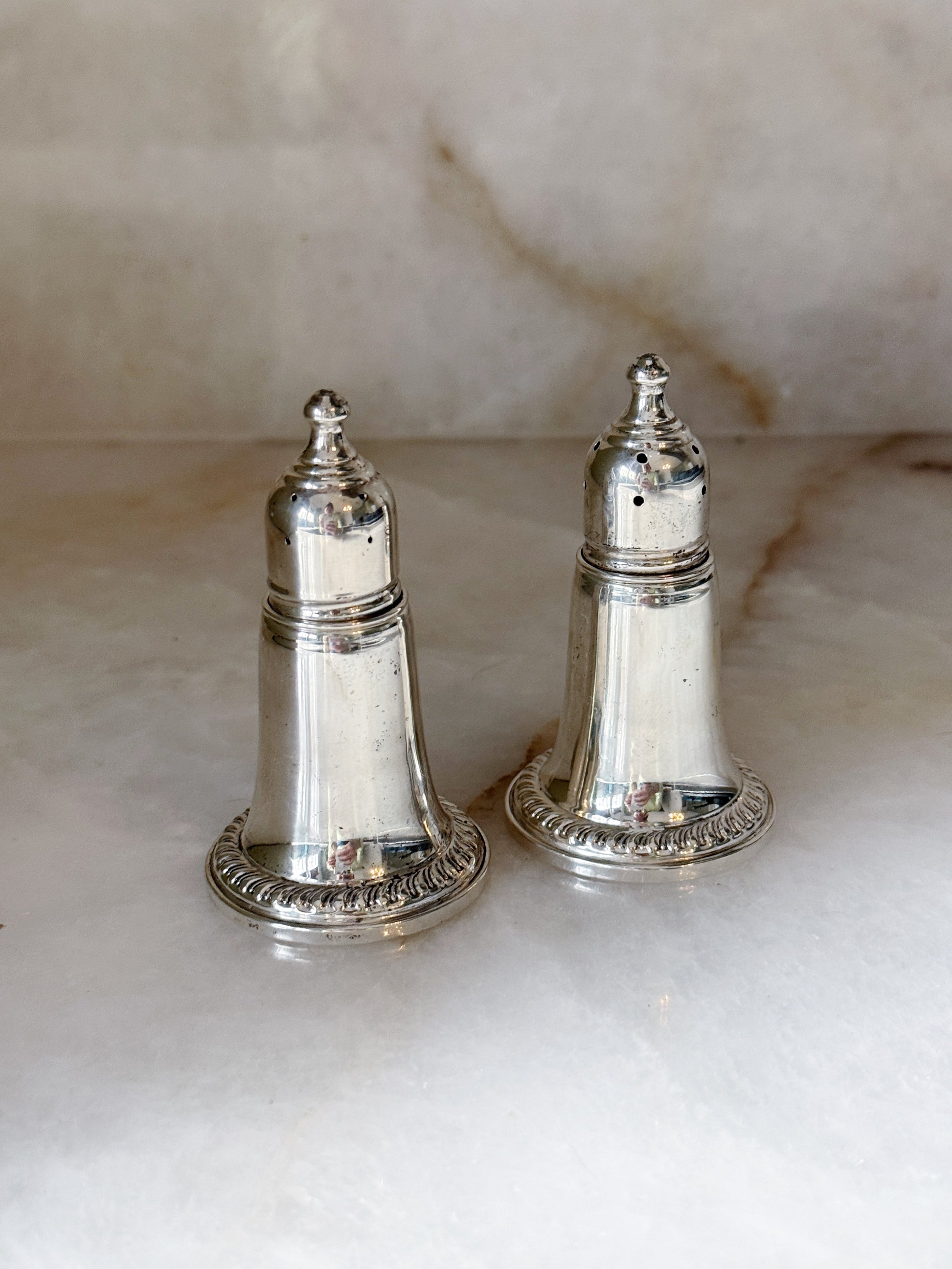 Vintage Sterling Silver Empire Salt & Pepper Shakers