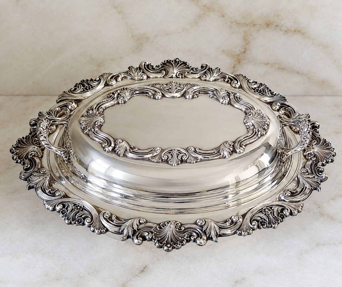Vintage Ornate Silver-Plated Covered Serving Dish