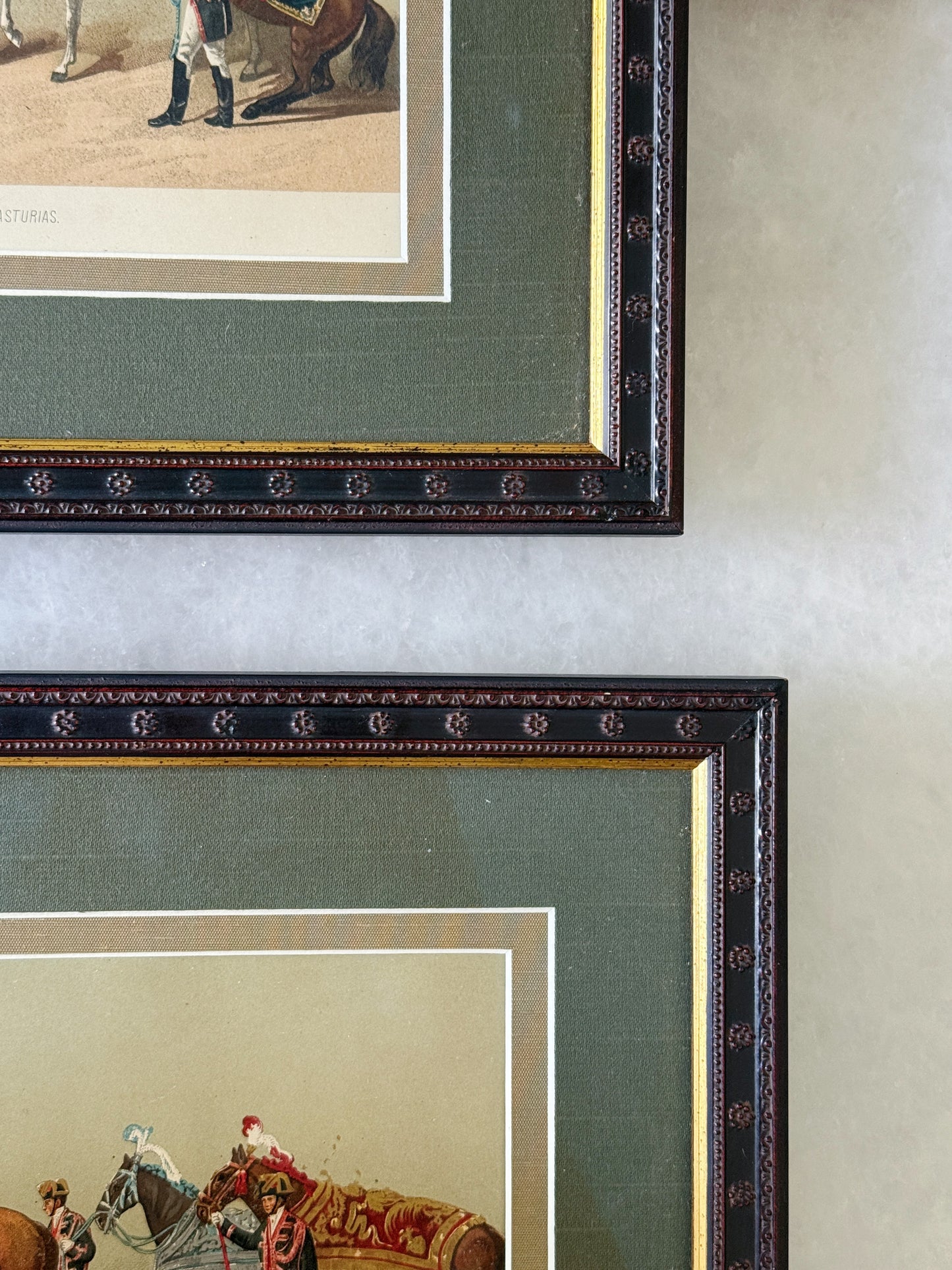 Vintage Framed Spanish Equestrian Prints, Set of 2