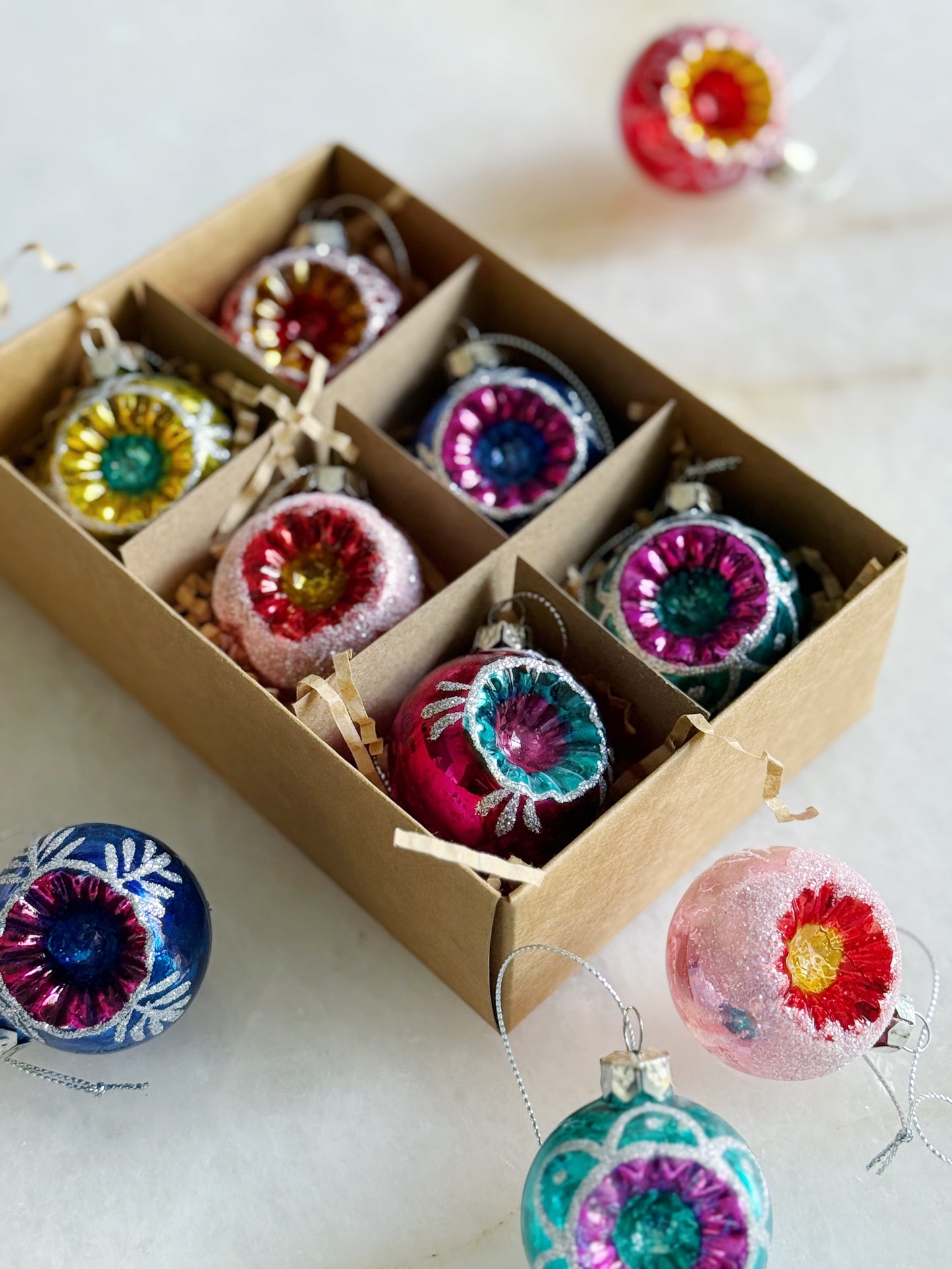 Colorful Indent Christmas Ornaments - Set of 6