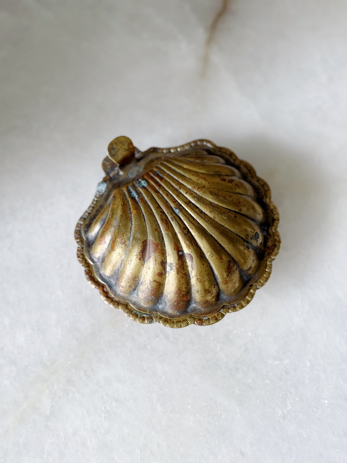 Vintage Brass Clamshell Caviar Dish