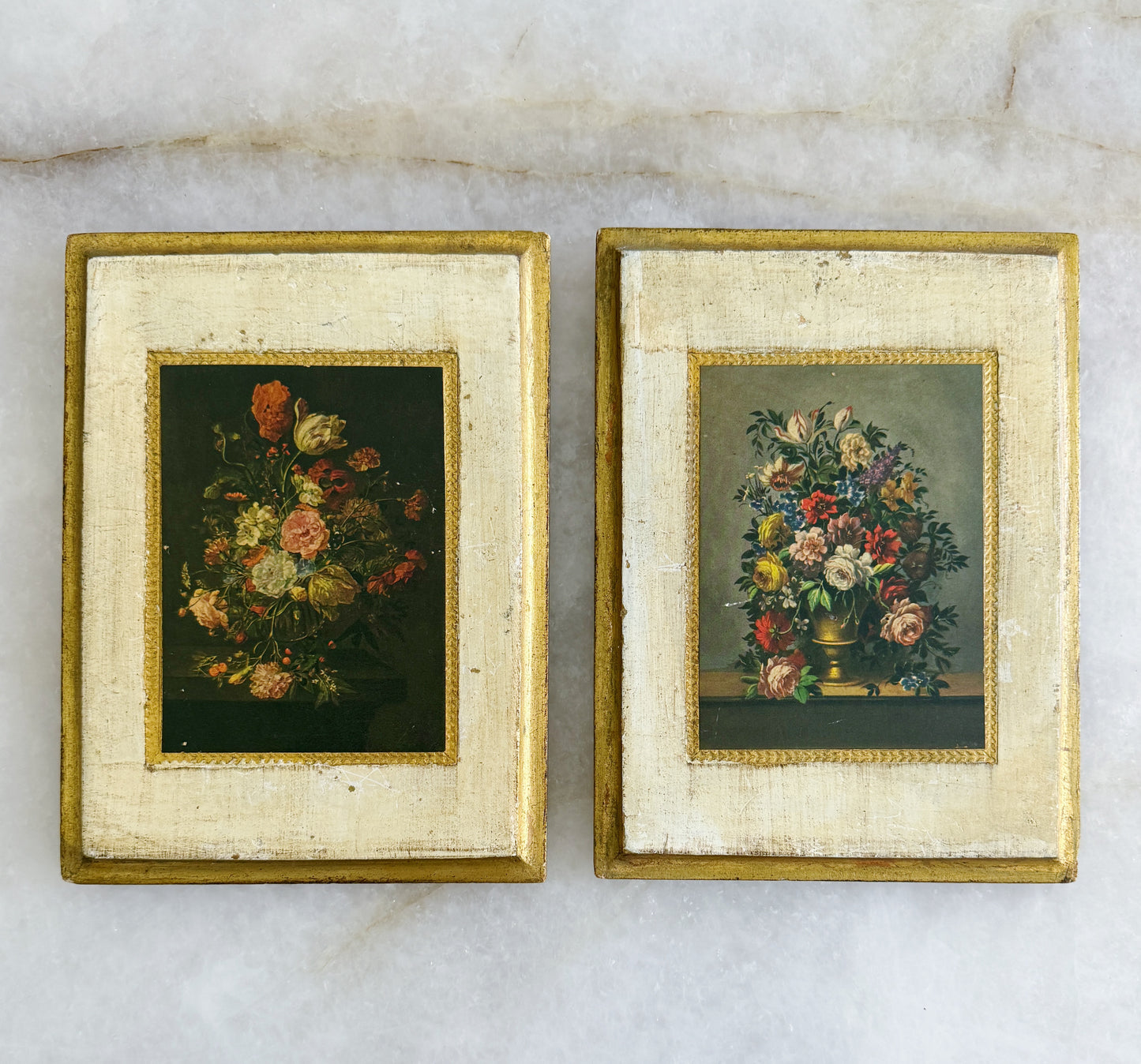 Vintage Italian Florentine Floral Wall Art Prints – Set of 2