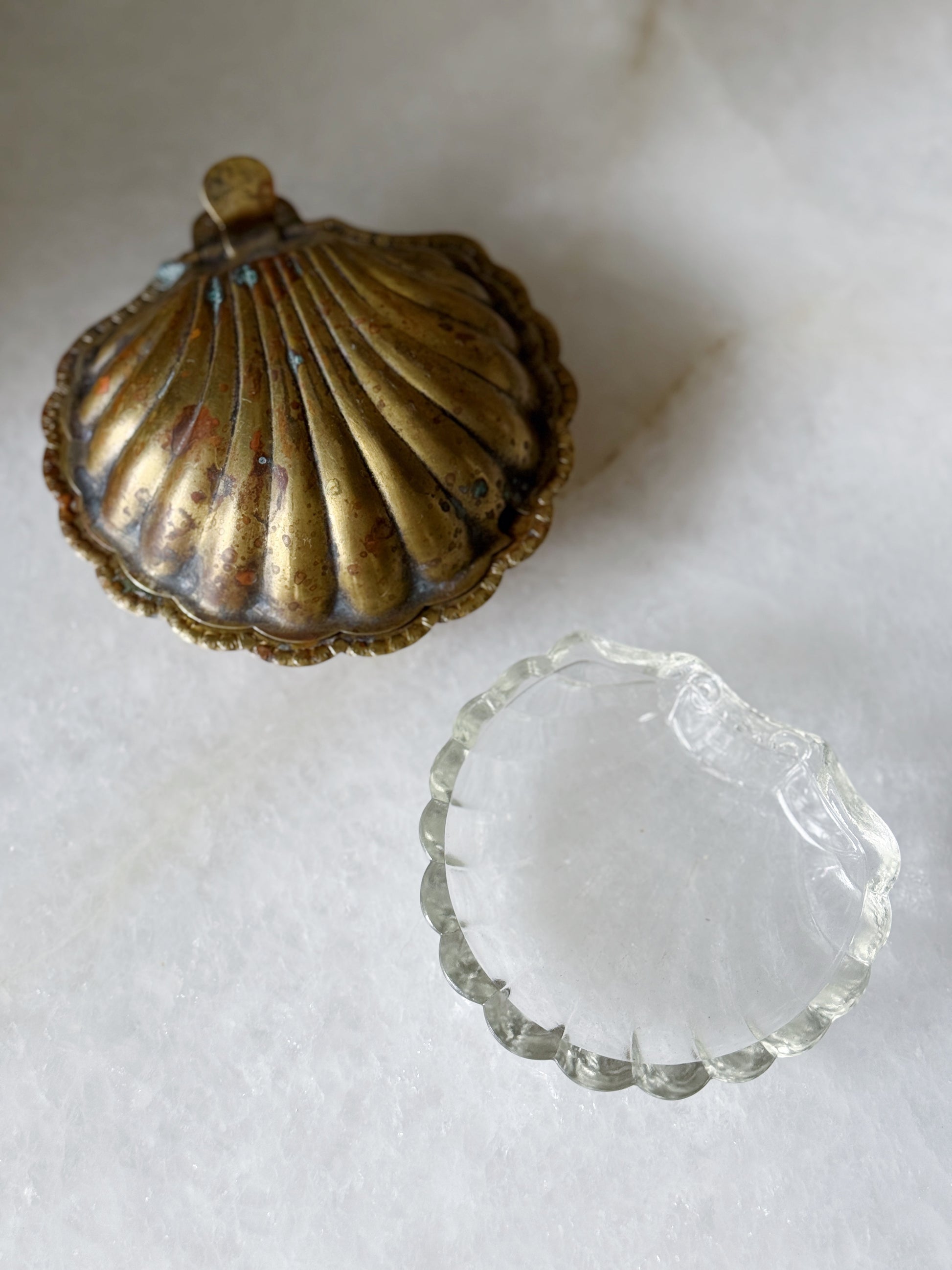 Vintage Brass Clamshell Caviar Dish