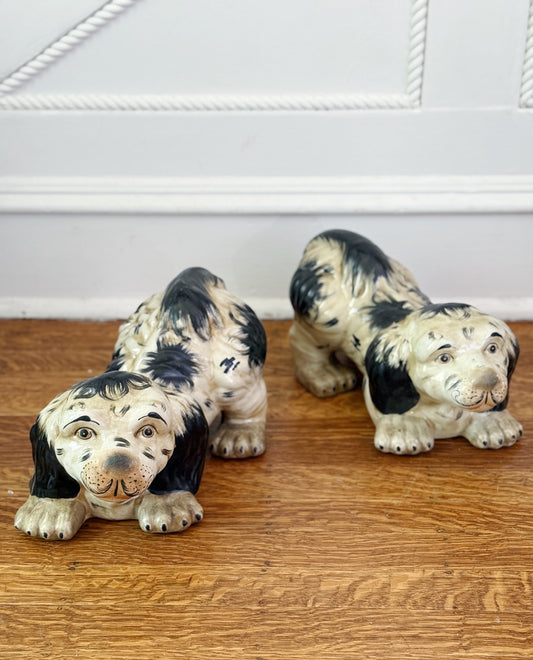 Hand Painted Black & White Dog Statues