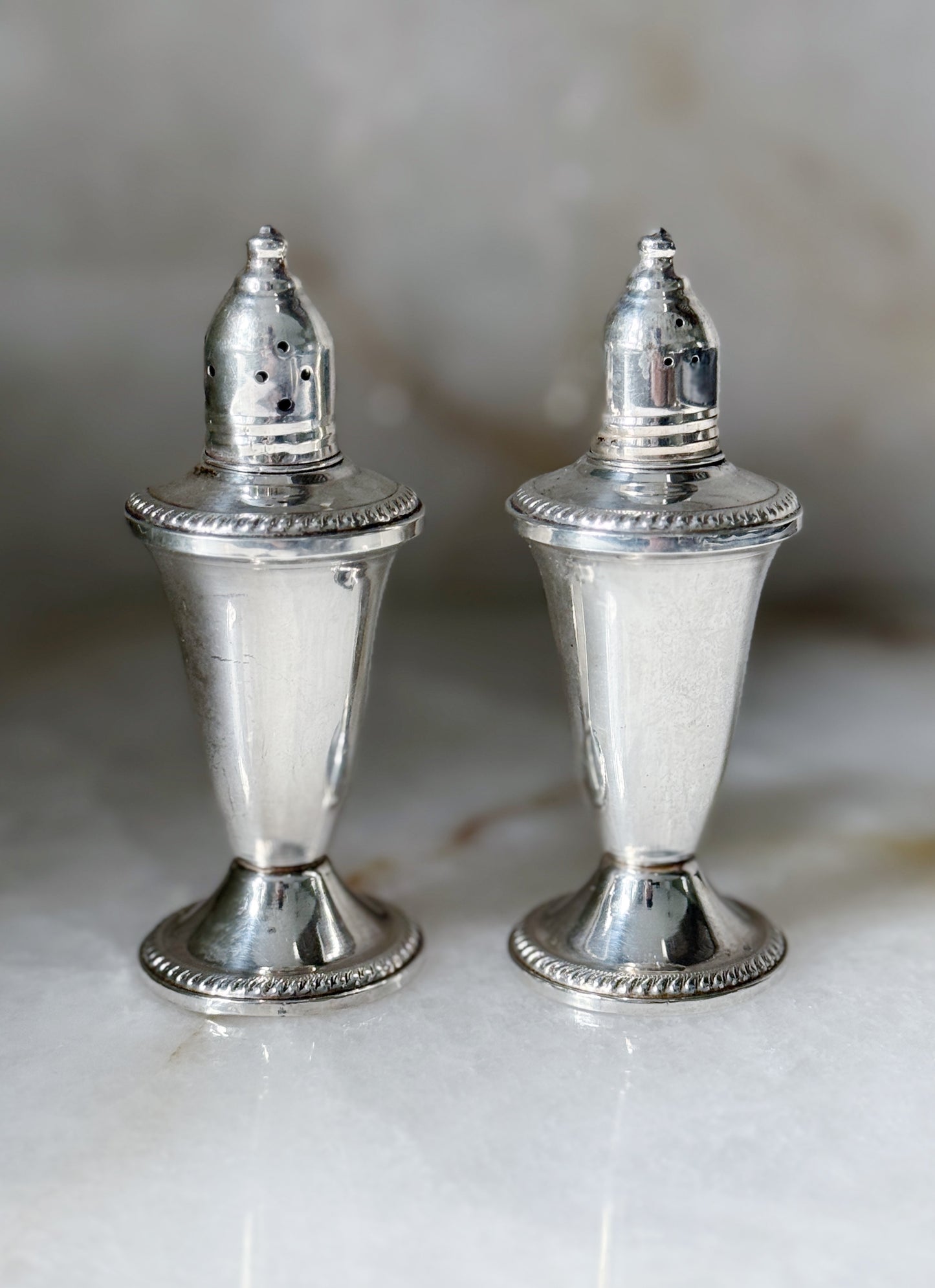 Vintage Sterling Silver Pagoda Style Salt & Pepper Shakers