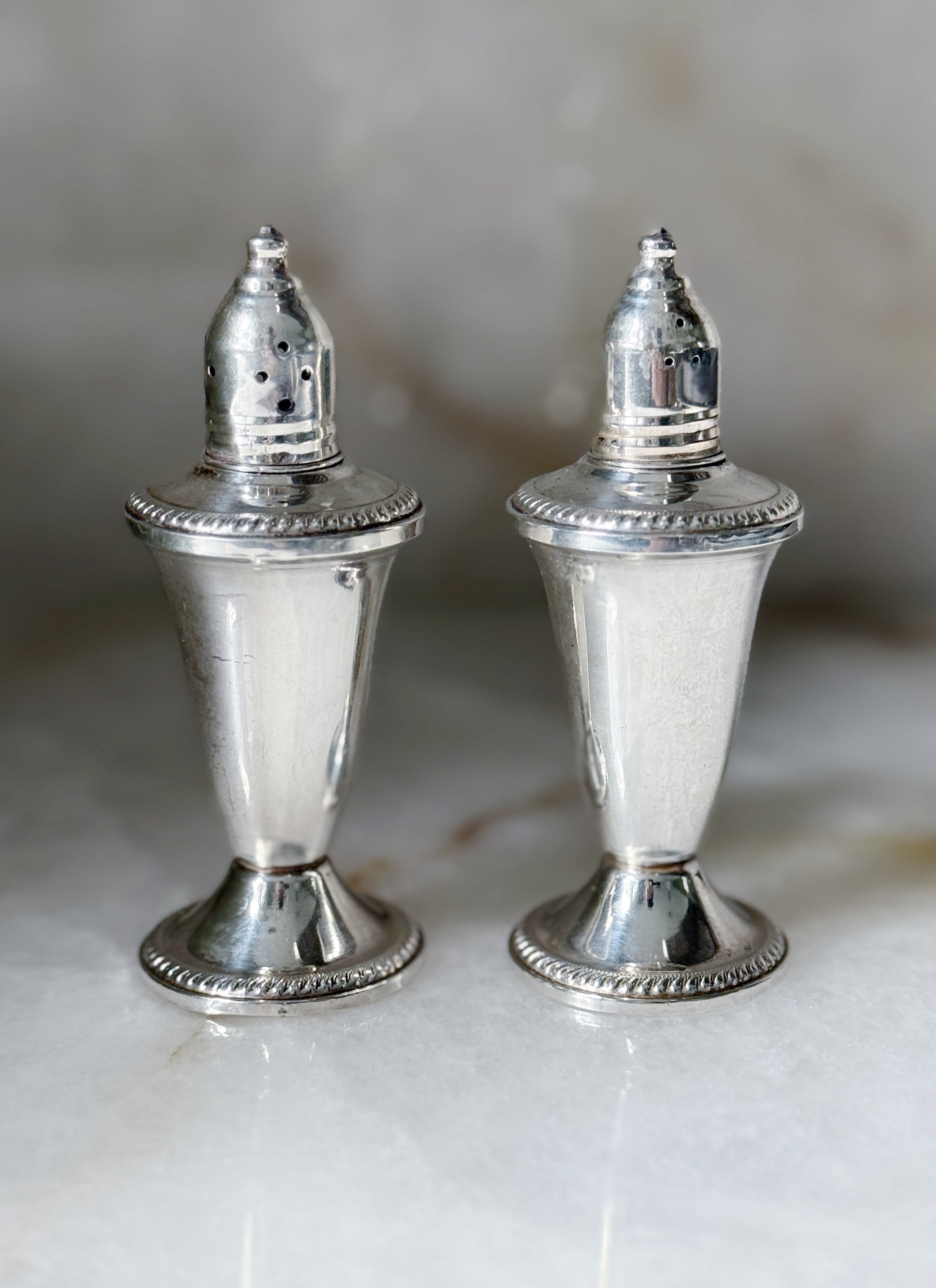Vintage Sterling Silver Pagoda Style Salt & Pepper Shakers