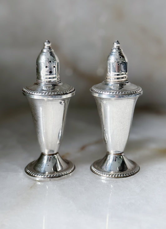 Vintage Sterling Silver Pagoda Style Salt & Pepper Shakers