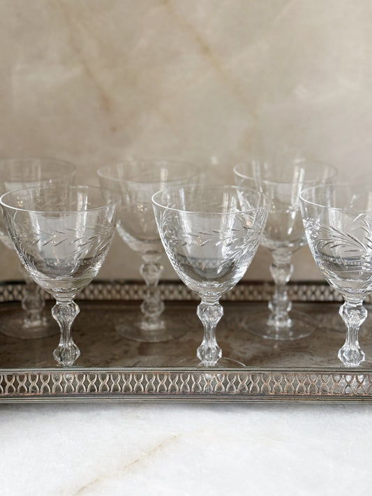 Set of Vintage Crystal Wine Goblets 