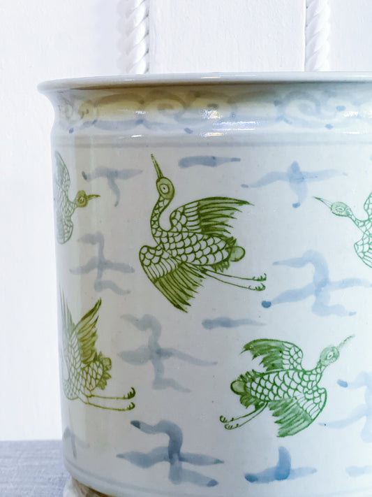 Green & Blue Porcelain Orchid Pot
