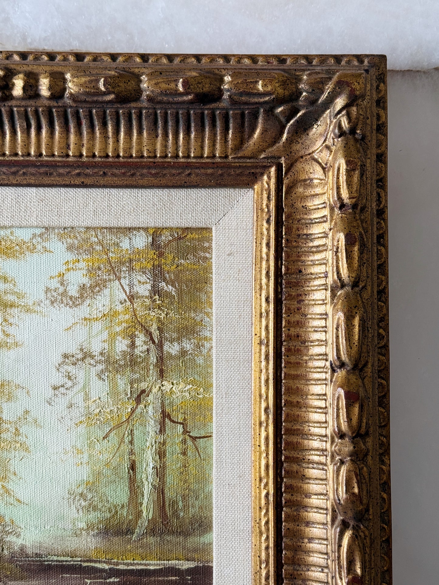 Vintage Framed Fall Landscape Oil Painting