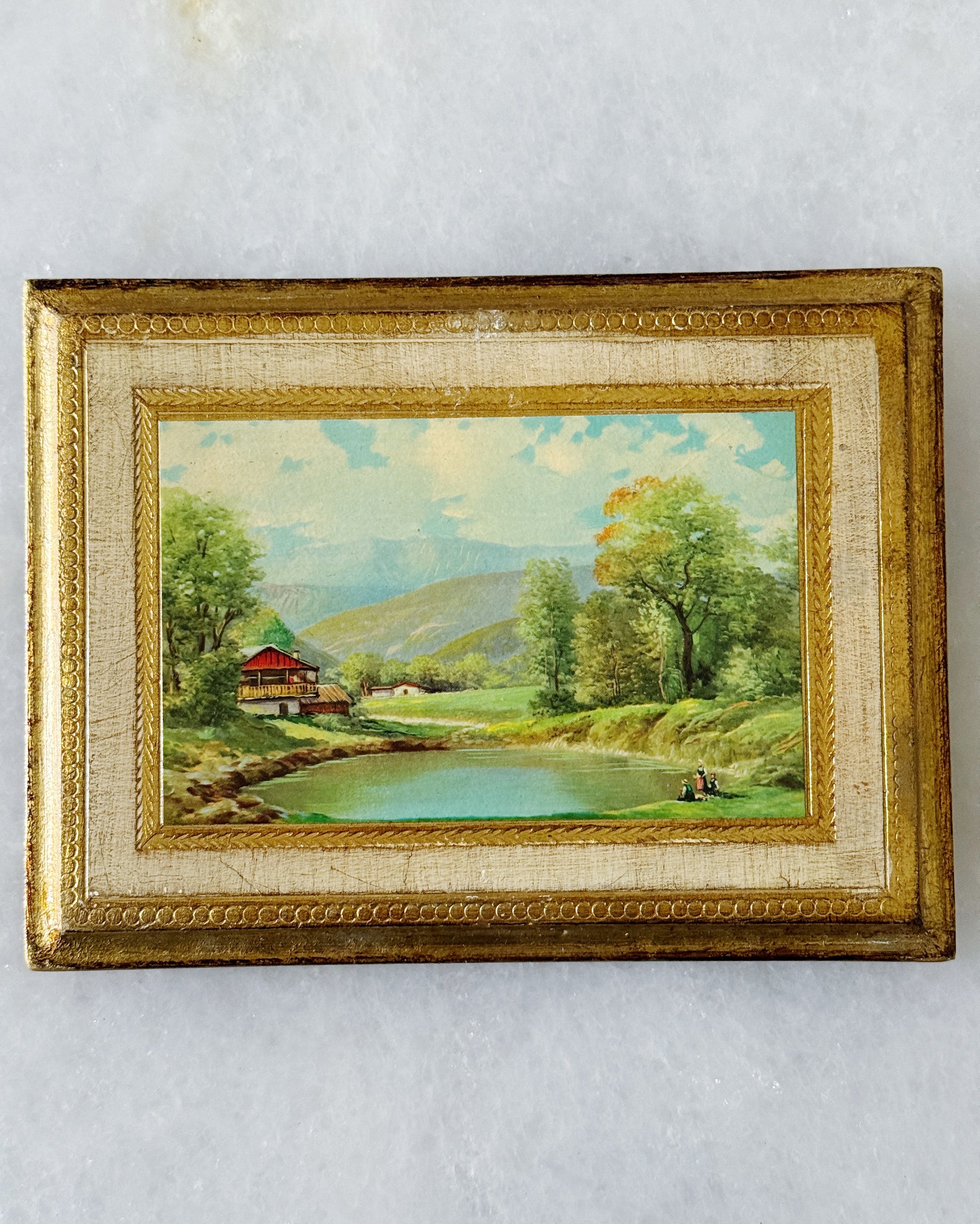 Vintage Italian Florentine Gilt Wood Landscape Plaques, Set of 3 | Framed Scenic Wall Art