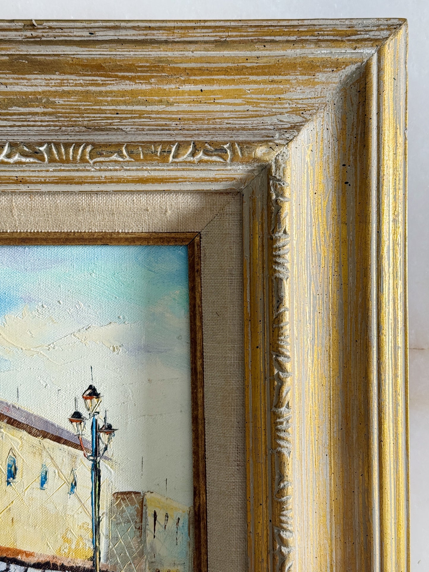 Original Framed Oil Painting– Sunlit Mexican Street Scene