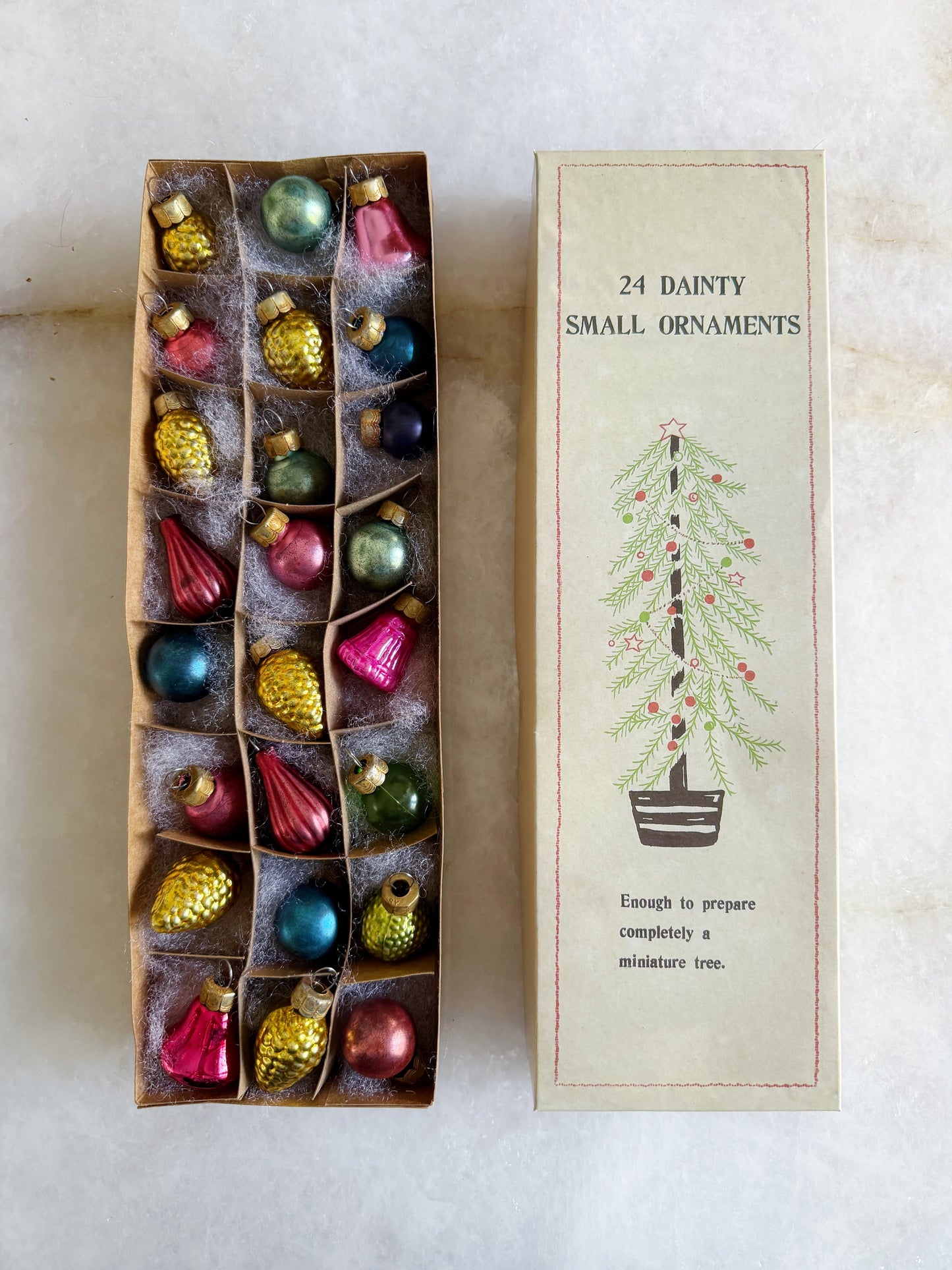 Dainty Colorful Glass Christmas Ornaments - Set of 24