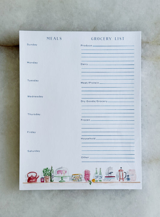 Weekly Meal Planner & Grocery List Notepad