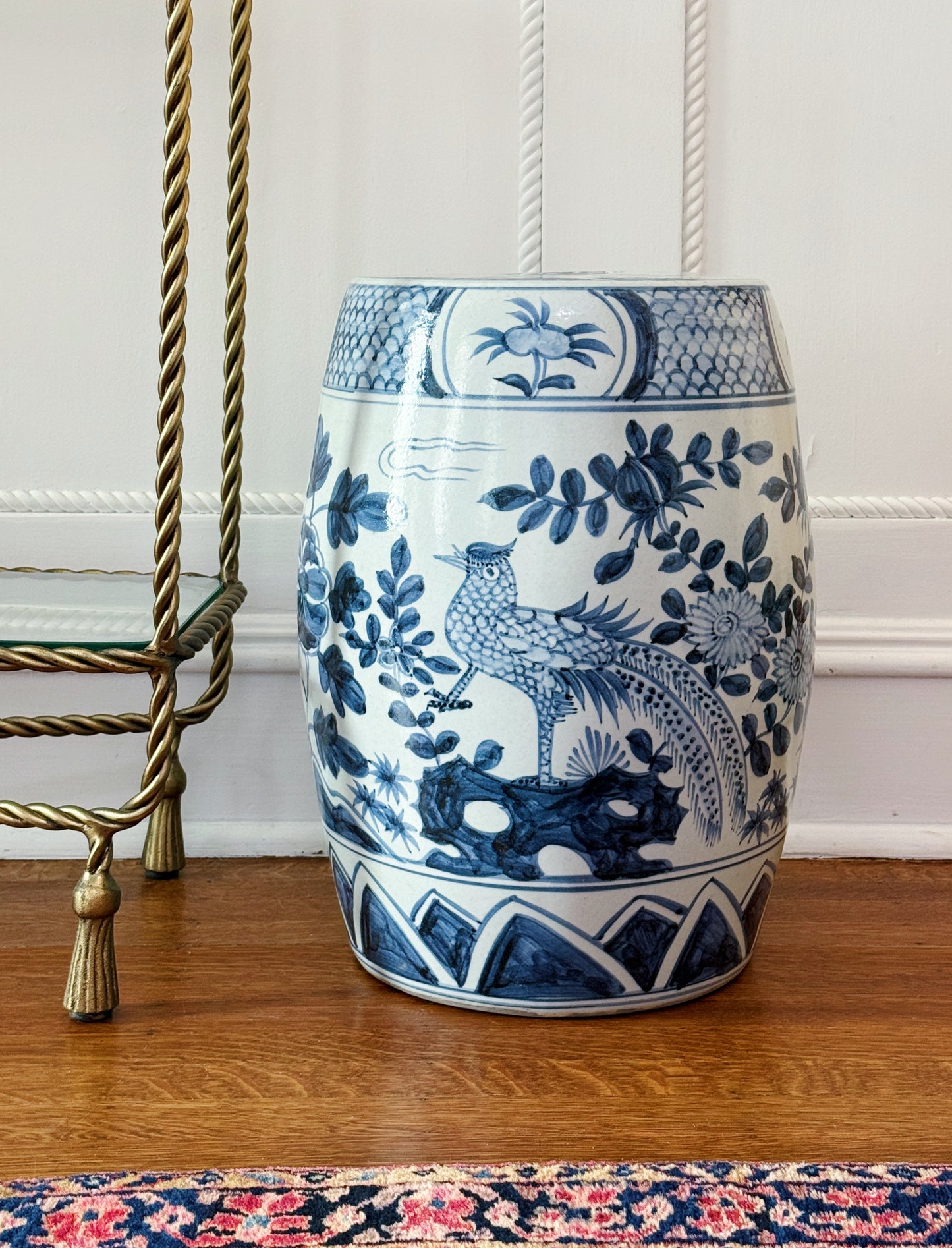 Blue & White Porcelain Pheasant Garden Seat