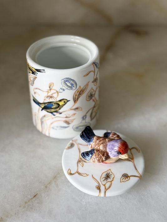 Bird & Botanical Porcelain Decorative Container