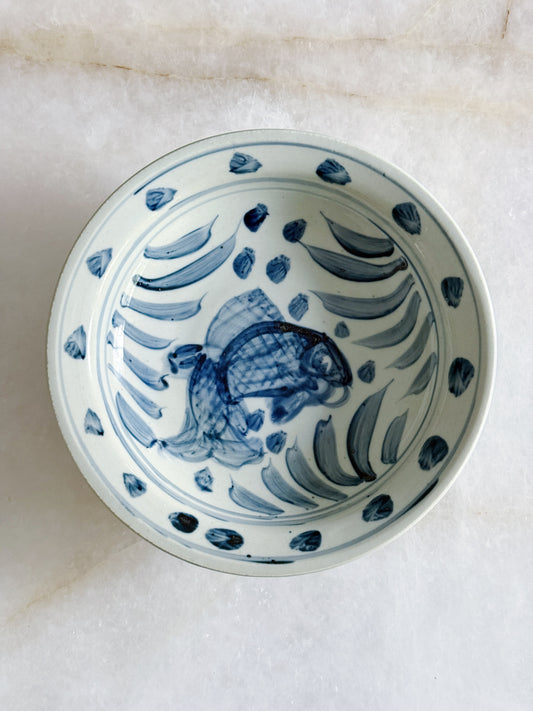 Blue & White Porcelain Koi Fish Decorative Dish
