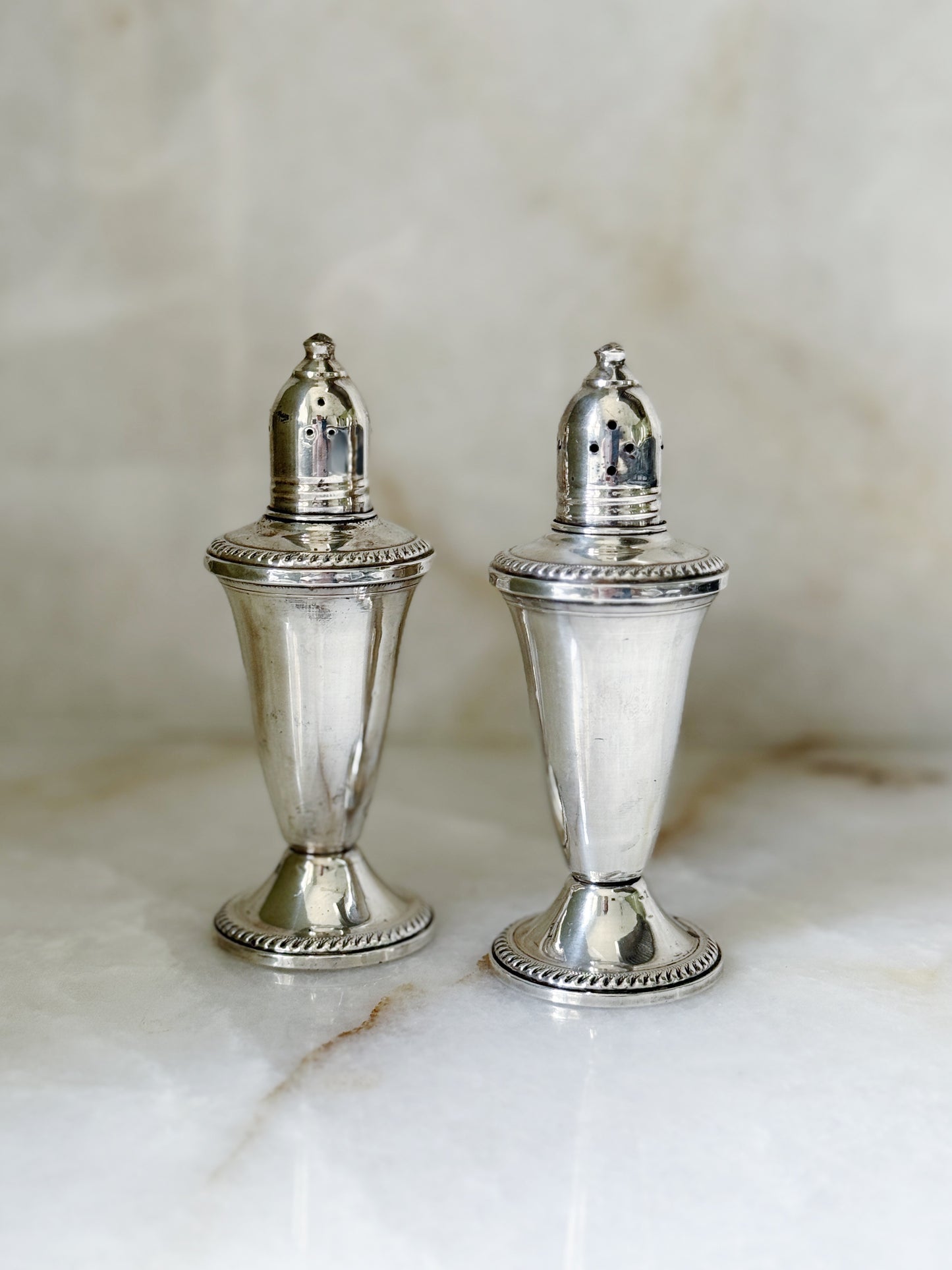 Vintage Sterling Silver Pagoda Style Salt & Pepper Shakers