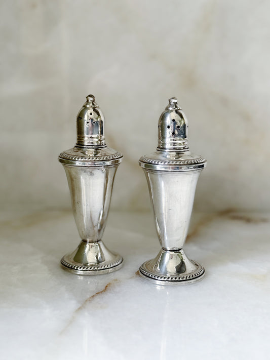 Vintage Sterling Silver Pagoda Style Salt & Pepper Shakers