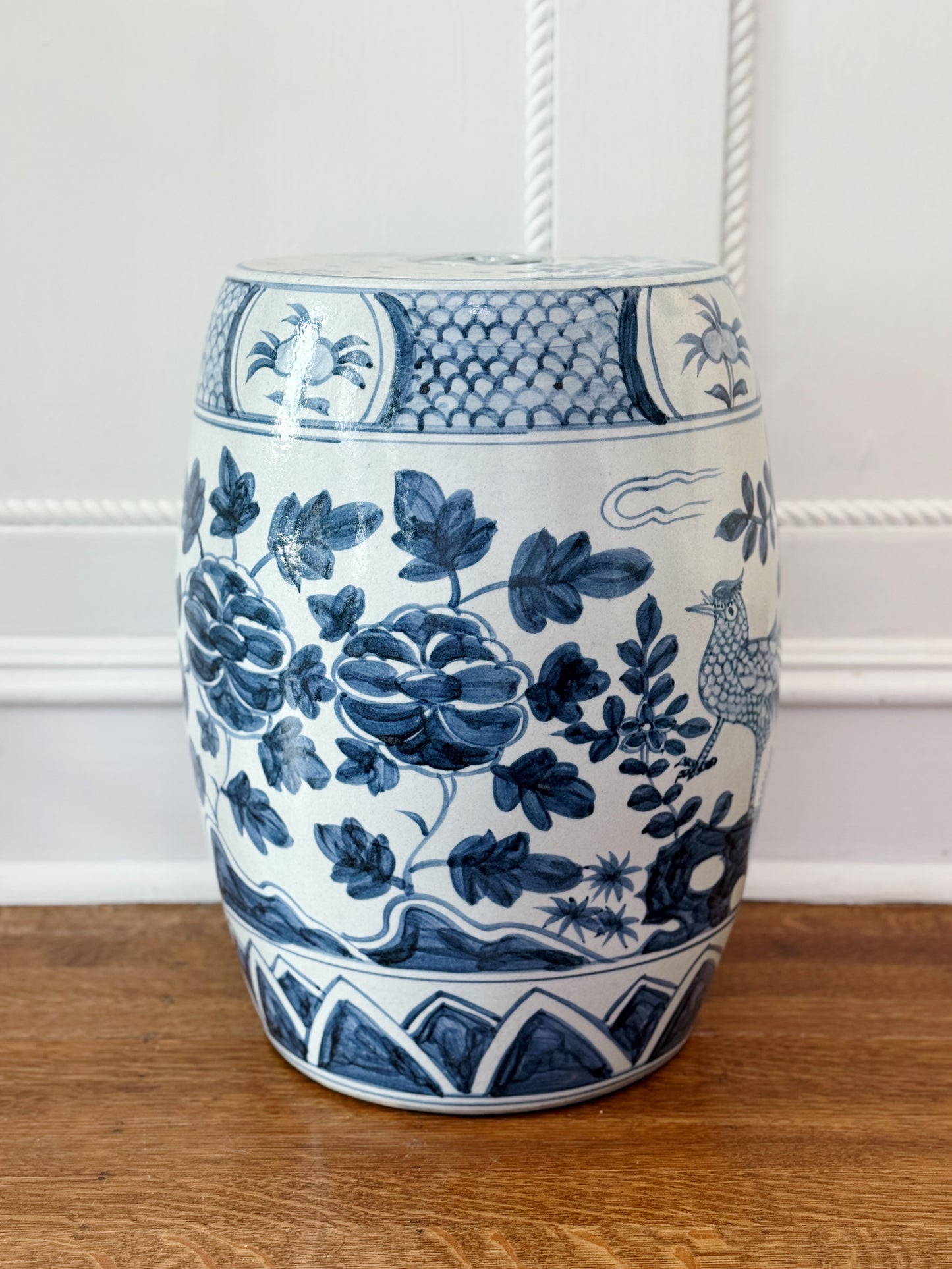 Blue & White Porcelain Pheasant Garden Seat