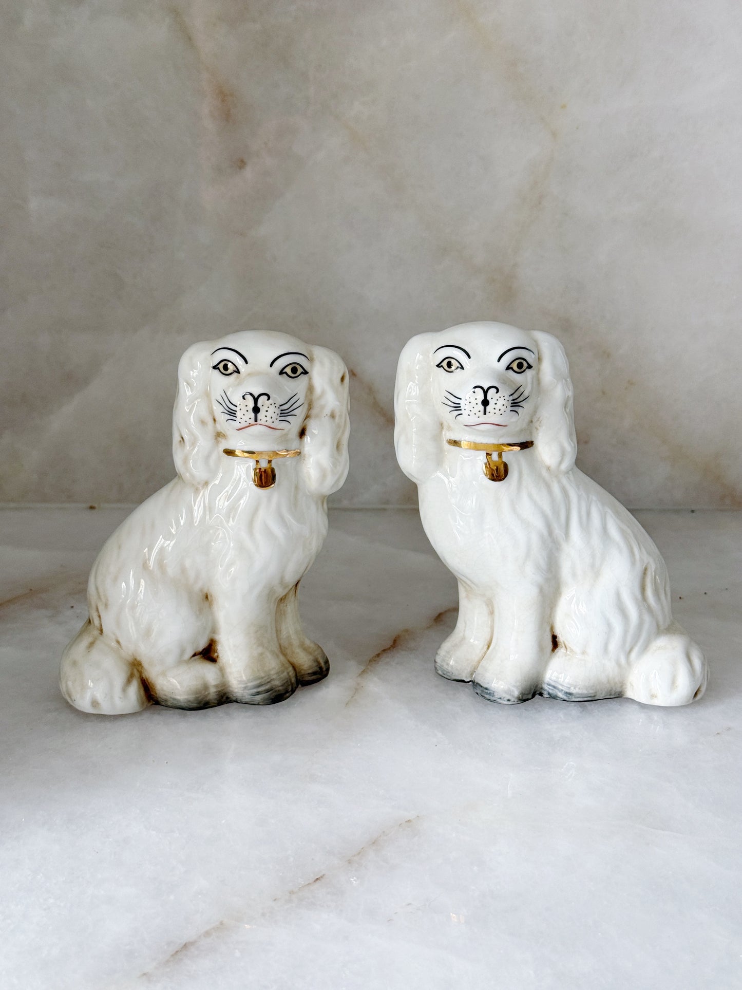 White Staffordshire Dog Figurines – Pair | Classic Porcelain Decor