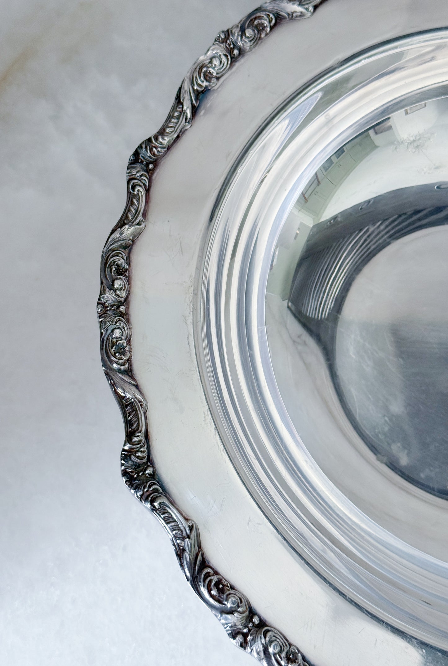 Vintage Silver Plate Footed Bowl | Ornate Decorative Serving Bowl