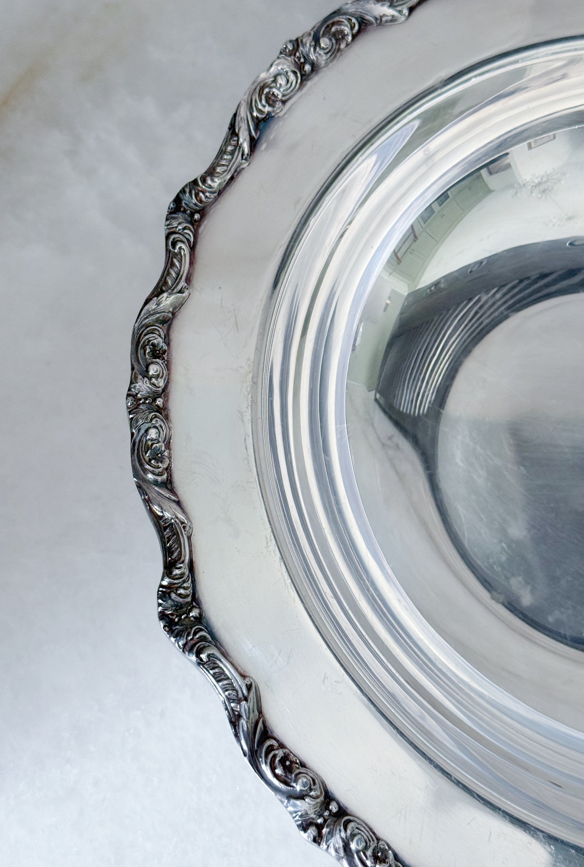Vintage Silver Plate Footed Bowl | Ornate Decorative Serving Bowl